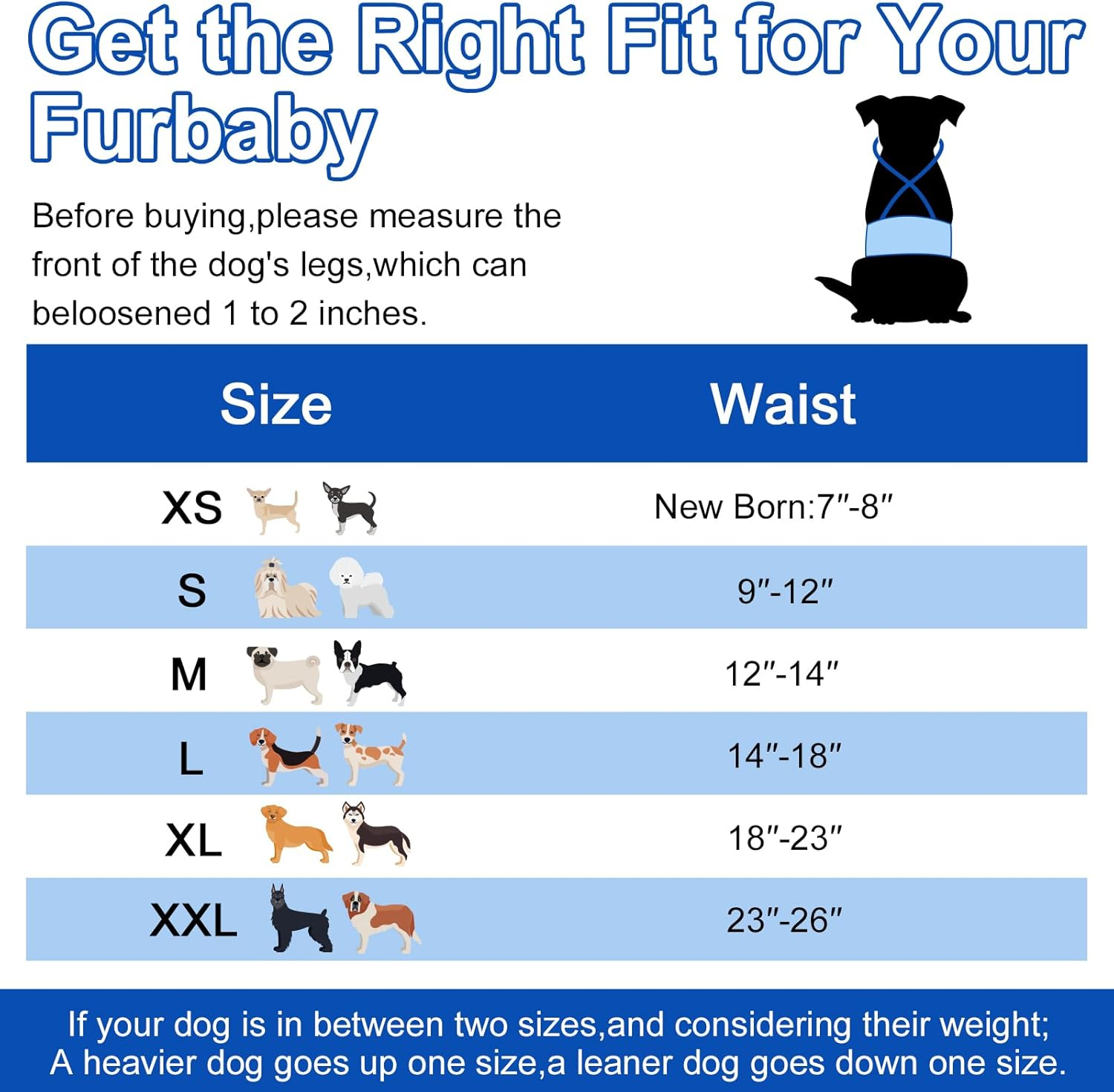 Dono Washable Belly Bands for Male Dogs 3 Pack, Reusable Dog Diapers Male, Super-Absorbent Doggie Puppy Male Wraps, Blue Black Gray, Large image number 4