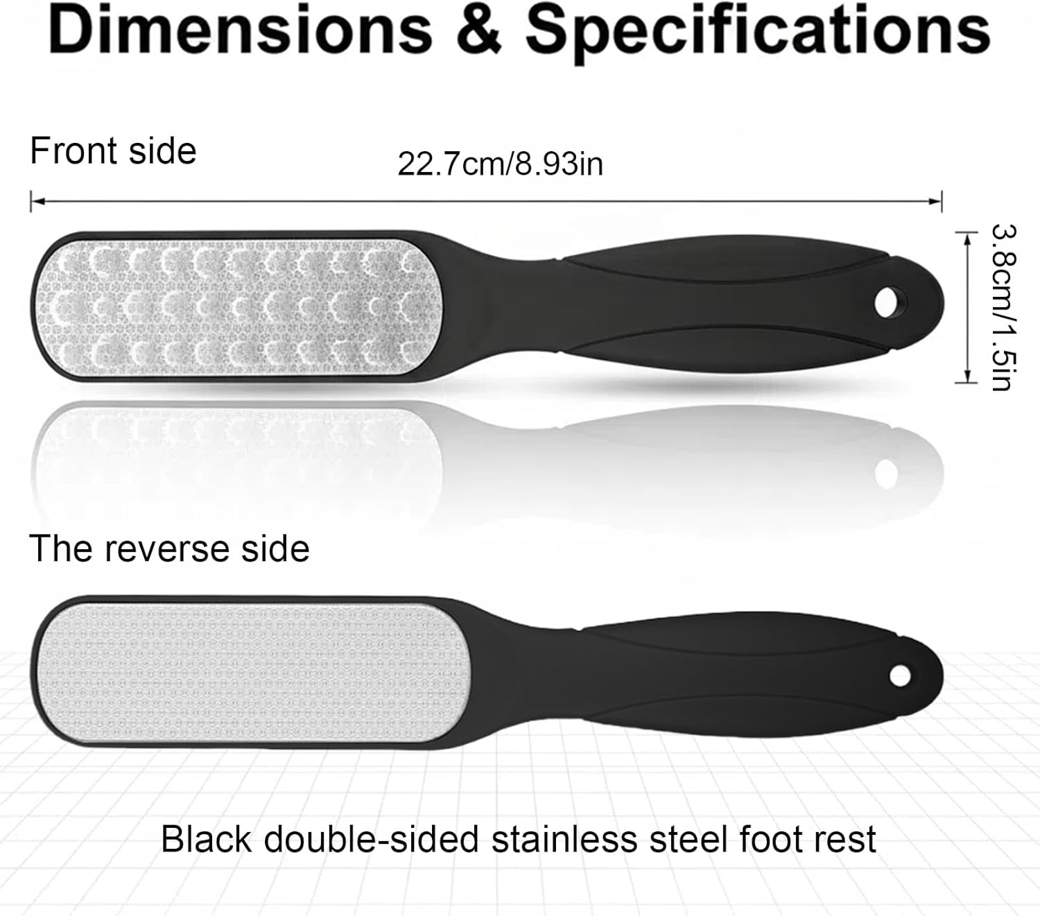 Tzylomirx Double-Sided Foot File Foot Scrubber, Smooth Feet Remover Tool for Callus, Dead Skin, Pedicure Tools for Feet, Heel Scraper for Cracked Heels, Professional Pedicure Kit for Home Use (Black) image number 4