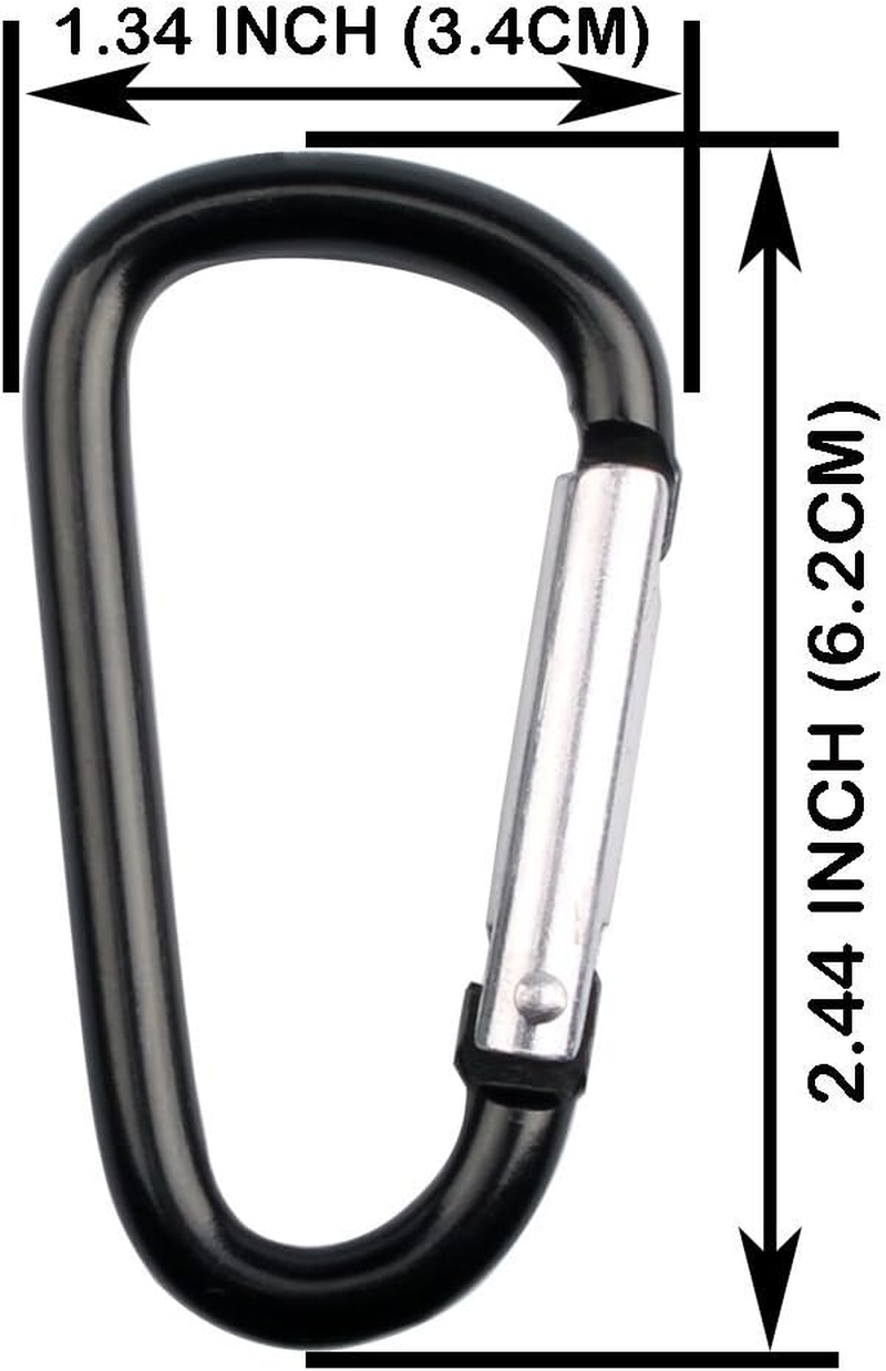 SAMLOO 20 Pack 2.5" D Shape Aluminum Large Carabiner Clip Lock Hooks Spring Snap Keychain Durable Spring-Loaded Gate Carabiners for Home, Outdoor, Sports Backpack image number 3