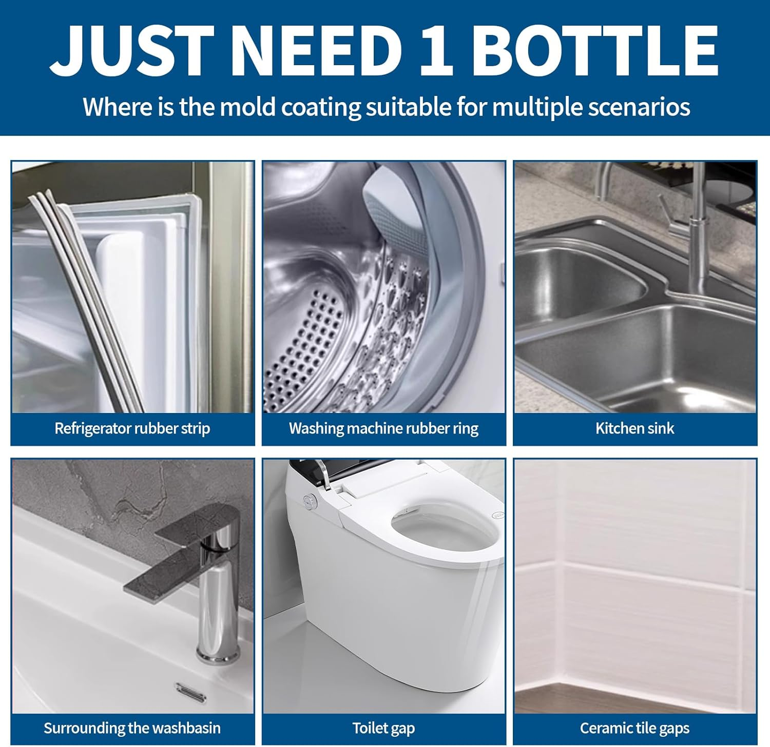 8OZ Active Mold Stain Remover Gel Cleaner for Washing Machine Seal, Bathroom Grout, Shower Caulk, Tile, Walls, Toilet Bowl, Sink, Silicone - Effortless Application, Long-Lasting Protection image number 2