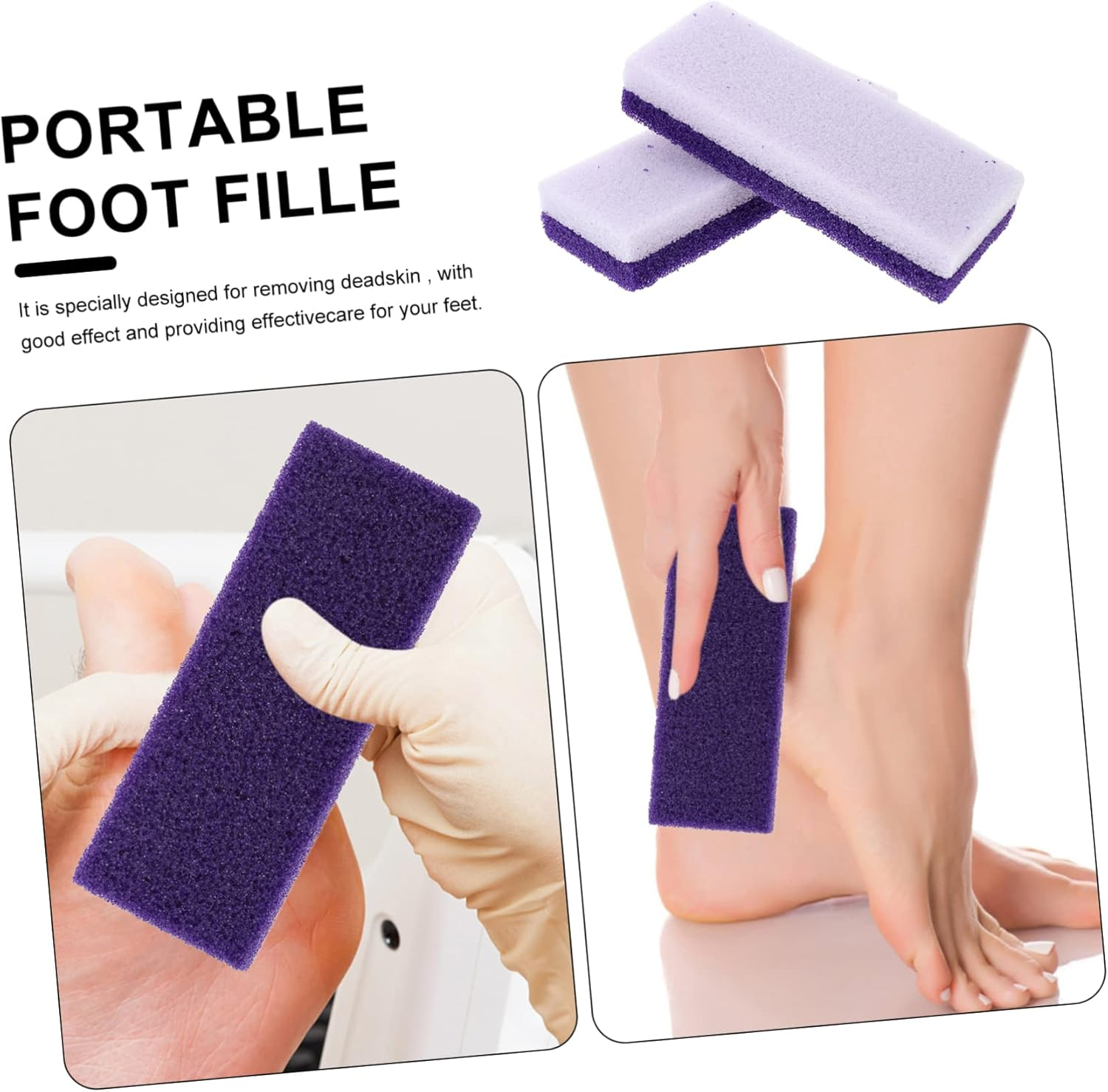 SHERCHPRY 2Pcs Pumice Stone Foot Care Exfoliator Tool Callus Remover Dead Skin Scrubber for Smooth Feet Portable Purple image number 1