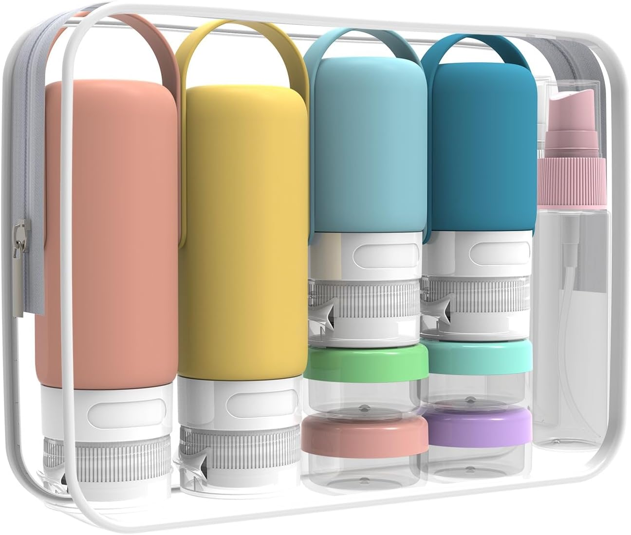 Silicone Travel Bottles Set, 17 Pack Travel Size Toiletries, Leakproof Travel Bottles for Toiletries, Travel Accessories for Women, Airplane Travel Essentials, Travel Containers for Toiletries