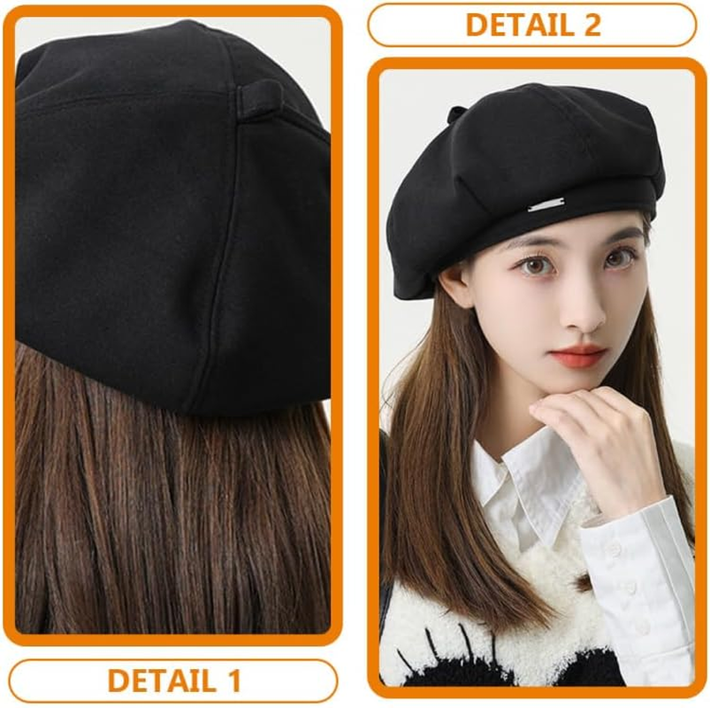 SHERCHPRY Women Beret Hat Black Soft Polyester 10.6 Inch Diameter Warm Beret for Party Casual Daily Wear Stylish Ladies Cap image number 4
