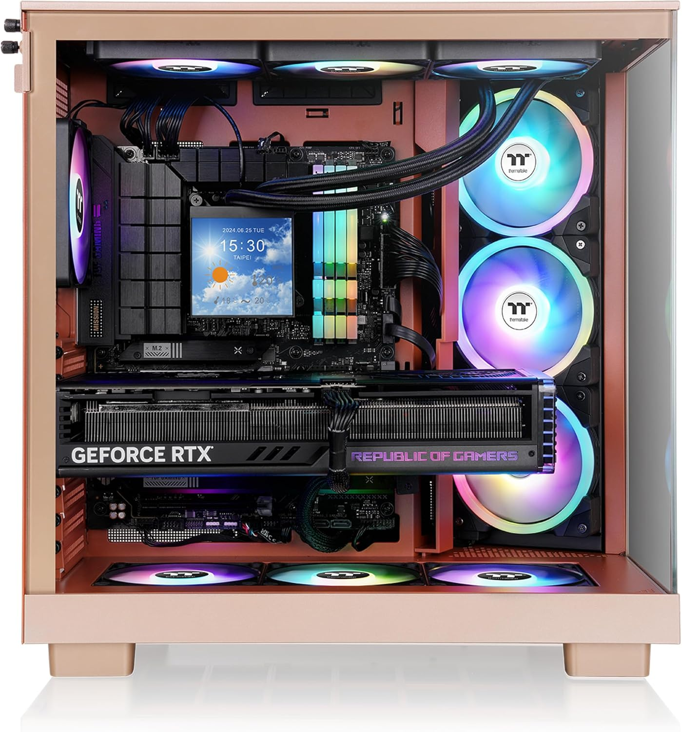 Thermaltake View 380 XL Tempered Glass ARGB Mid Tower Case Gravel Sand Edition, CA-11E-00MGWN-00 - Bumblebee image number 6