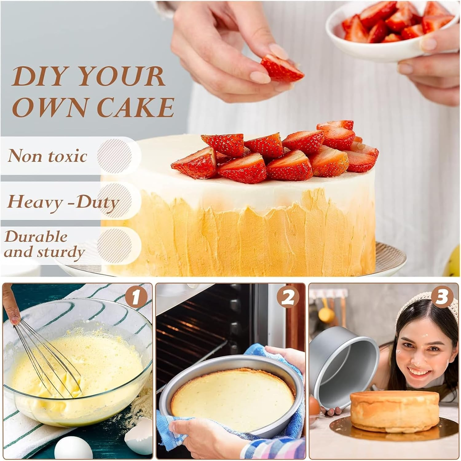 Goyuhome 8Pcs Aluminum Nonstick Baking Moulds Set for Cake Pops, Pudding, Cupcakes & Muffins Reusable round Bakeware image number 1