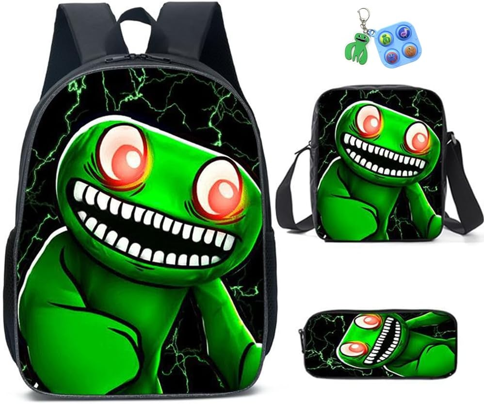 3Pcs Anime Game Banban Backpack Set with Keychain,16In 3D Printed Friend Cartoon Lunch Bag High Capacity Schoolbag Boy and Girl Schoolbag.