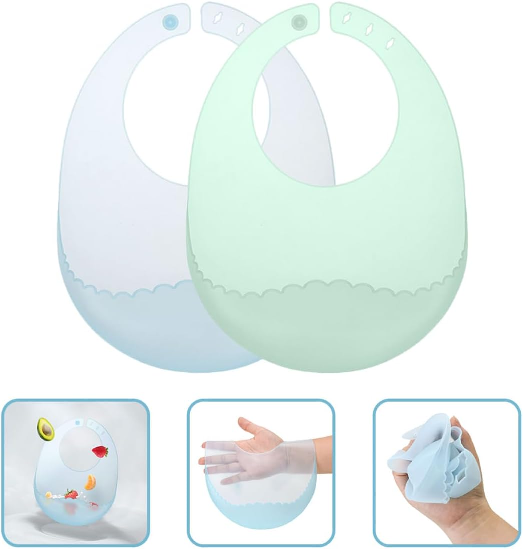 JOINPAYA 2Pcs Ultra Thin Silicone Bib Drooling Bib Girl Bib Bib for Feeding Drool Bibs for Girl Newborn Overalls Newborn Drooling Bib Apron Smock image number 1