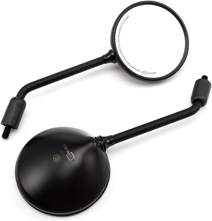 Motorcycle Rear View Mirror, Classic Retro round Handlebar Side Mirror with 8Mm 10Mm Screws and Metal Shafts for ATV Scooter Dirt Bike Cruiser image number 6