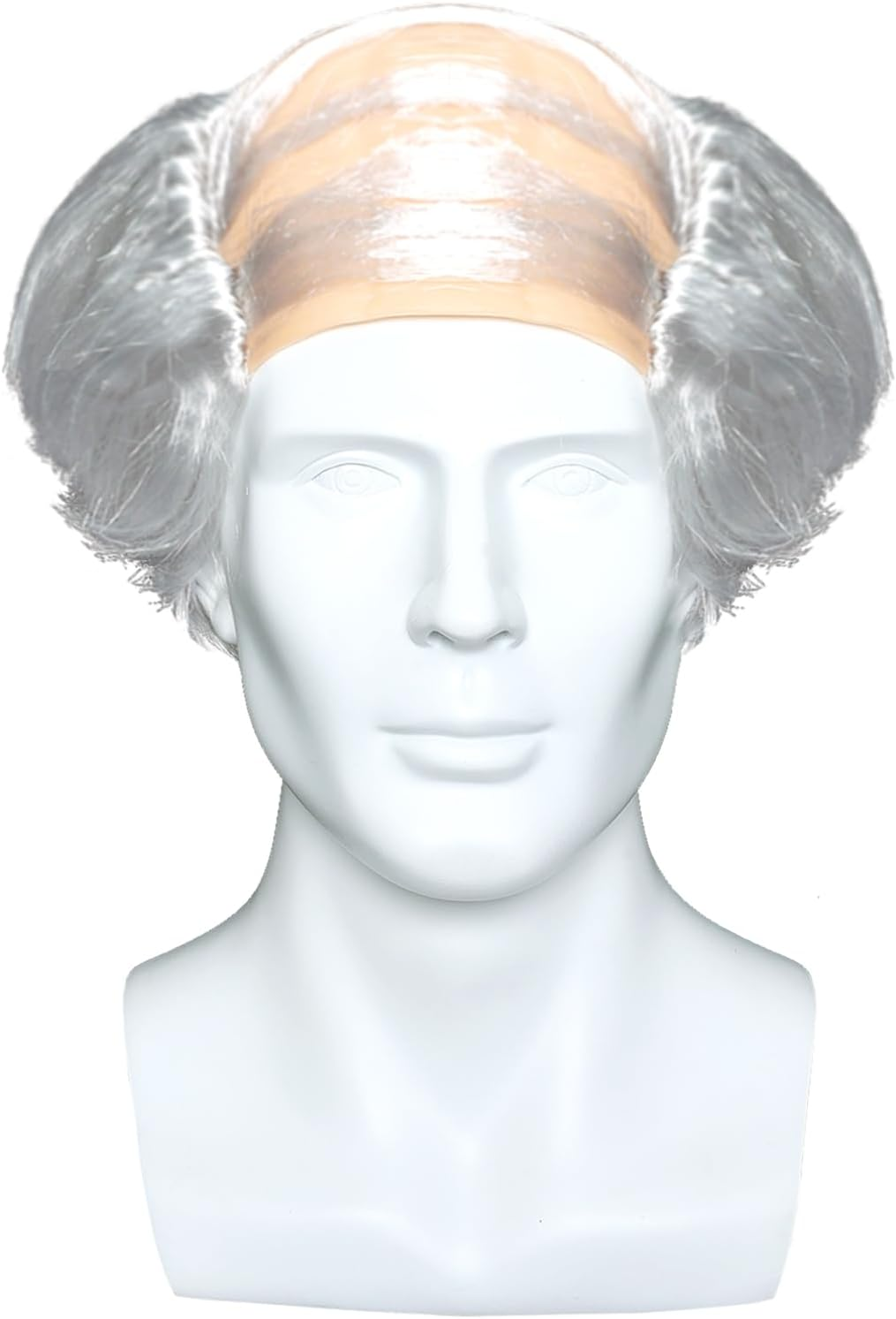 Black Old Men Bald Wig Old Man Grandpa Balding Cap with Hair on Sides Fluffy Head over Wig Short Curly Bald Head Costume Wigs Party Supplies