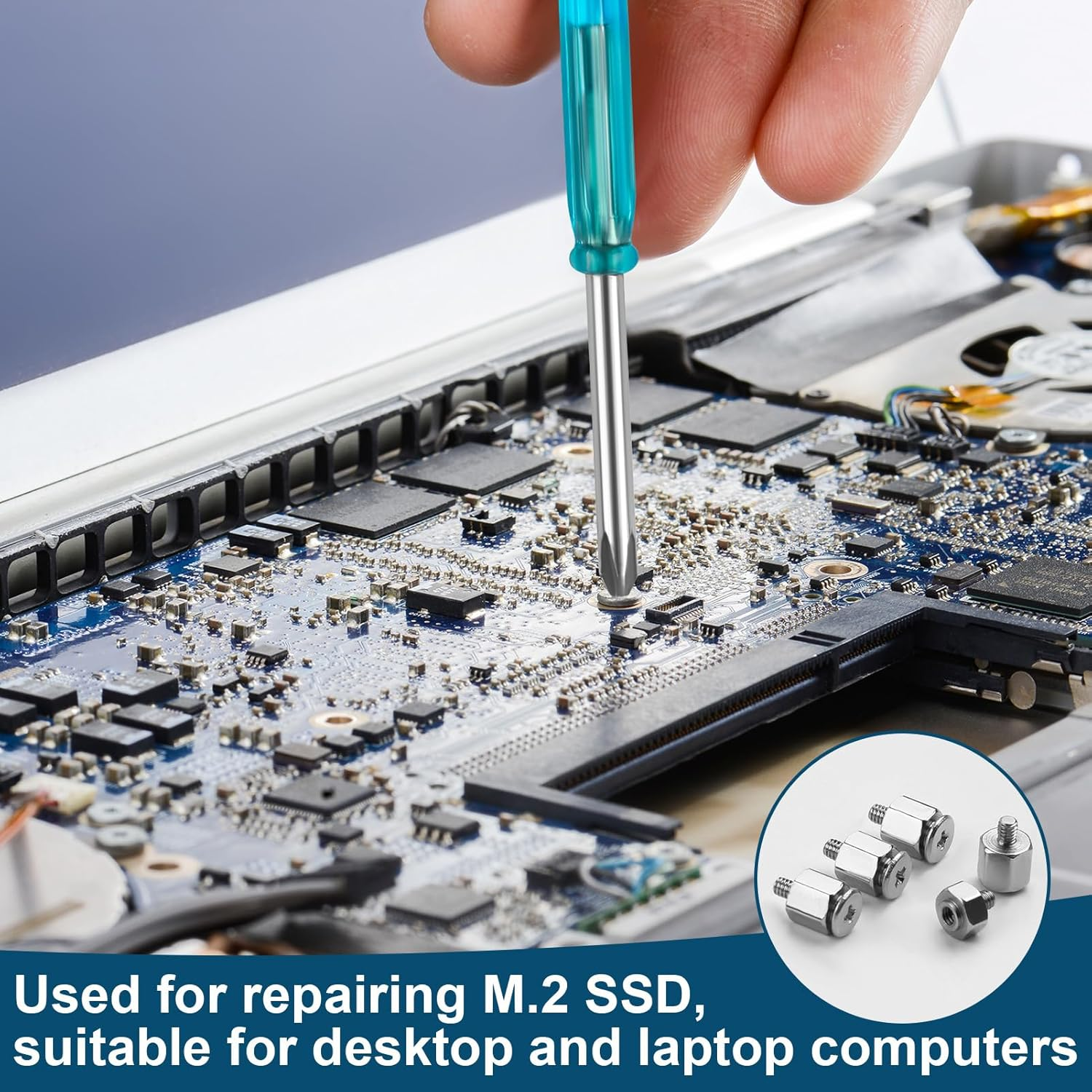 M2 SSD Nvme Computer Screw Fixing Kit 7 Sets of M2X2.5+2.5 & M2X4.5+2.5 with 2 Precision Screwdrivers Perfectly Compatible with All PC Devices & Small Machinery High Hardness Fasteners image number 2