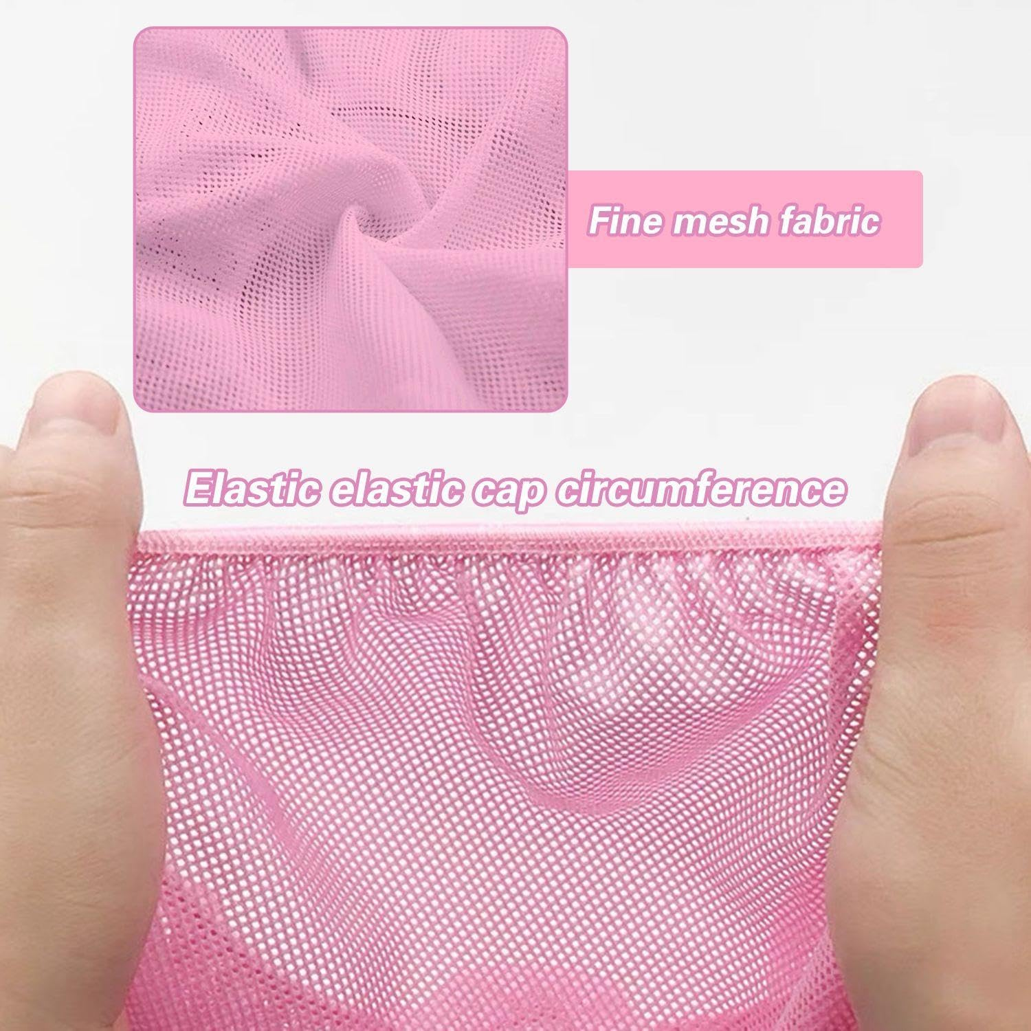 8 Pieces Mesh Hair Tube, Breathable and Comfortable Hook Hat, Dry Net Cap, Hair Care Products (White, Pink). image number 1