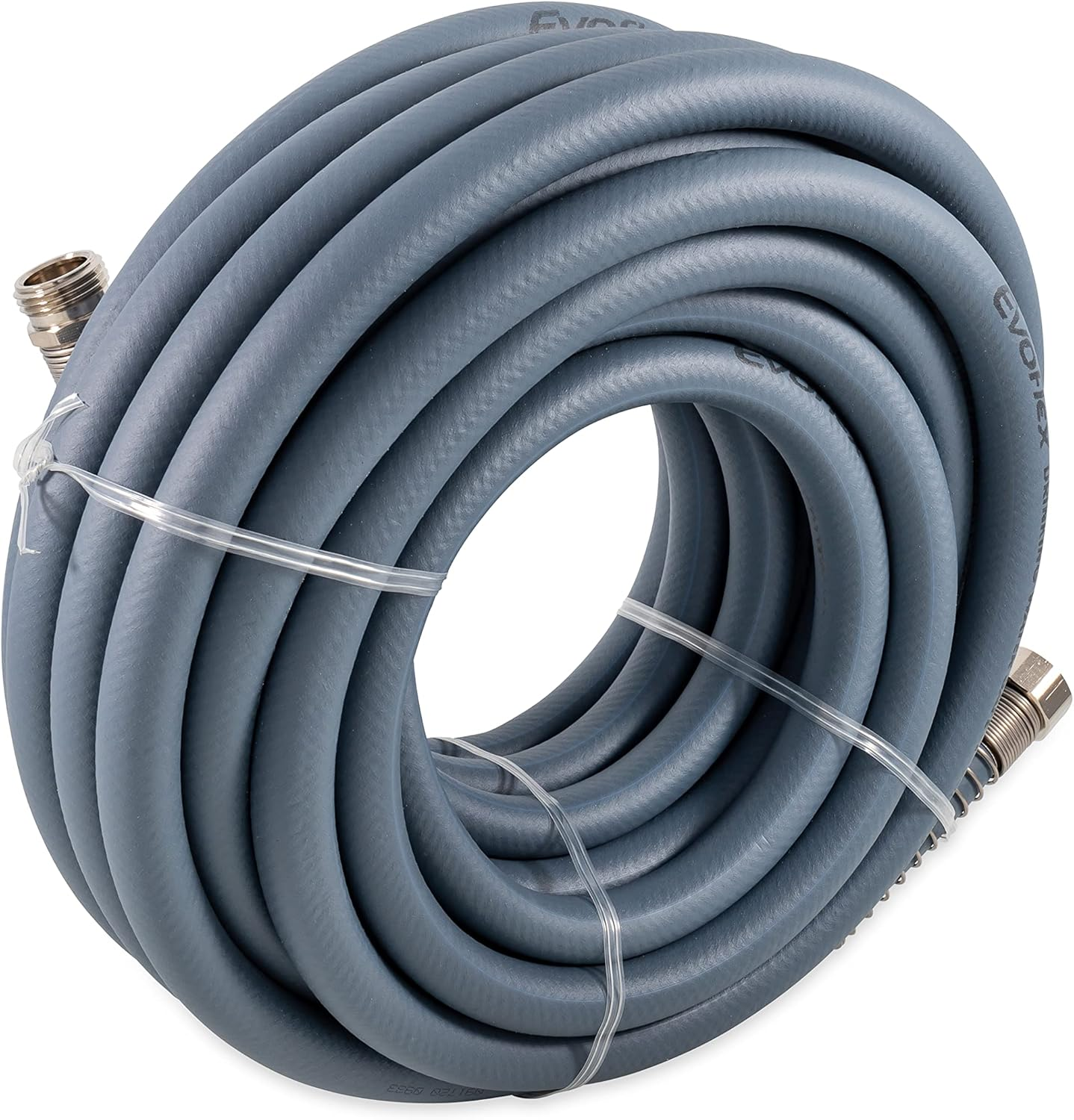 Camco Evoflex 50-Ft Water Hose - RV Drinking Water Hose Contains No Lead, No BPA & No Phthalate - Flexible Design W/Stainless Steel Strain Relief Ends - 5/8&rdquo; inside Diameter, Purple (22586) - Green image number 3