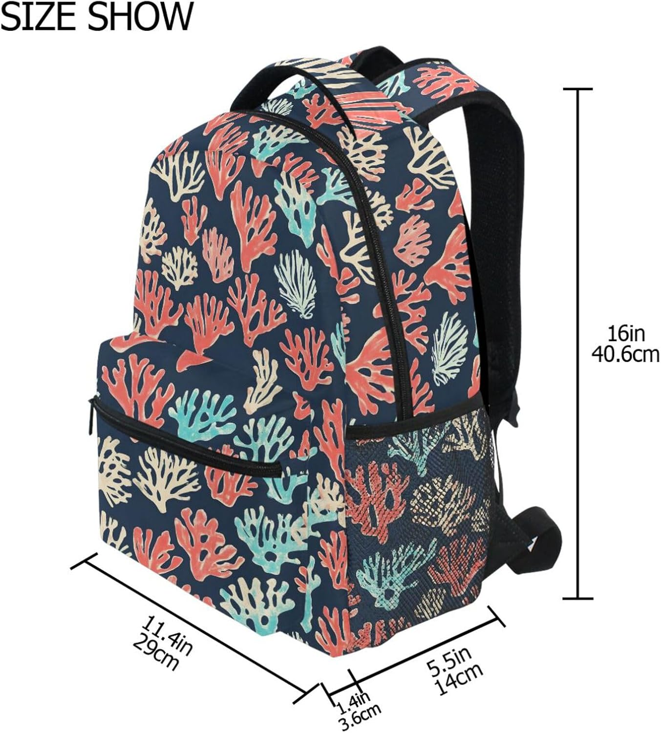 AIXIWAWA Kid Backpacks (Pattern Coral) with Clear Slot, Boys Girls Schoolbags Book Bag Small Size image number 4