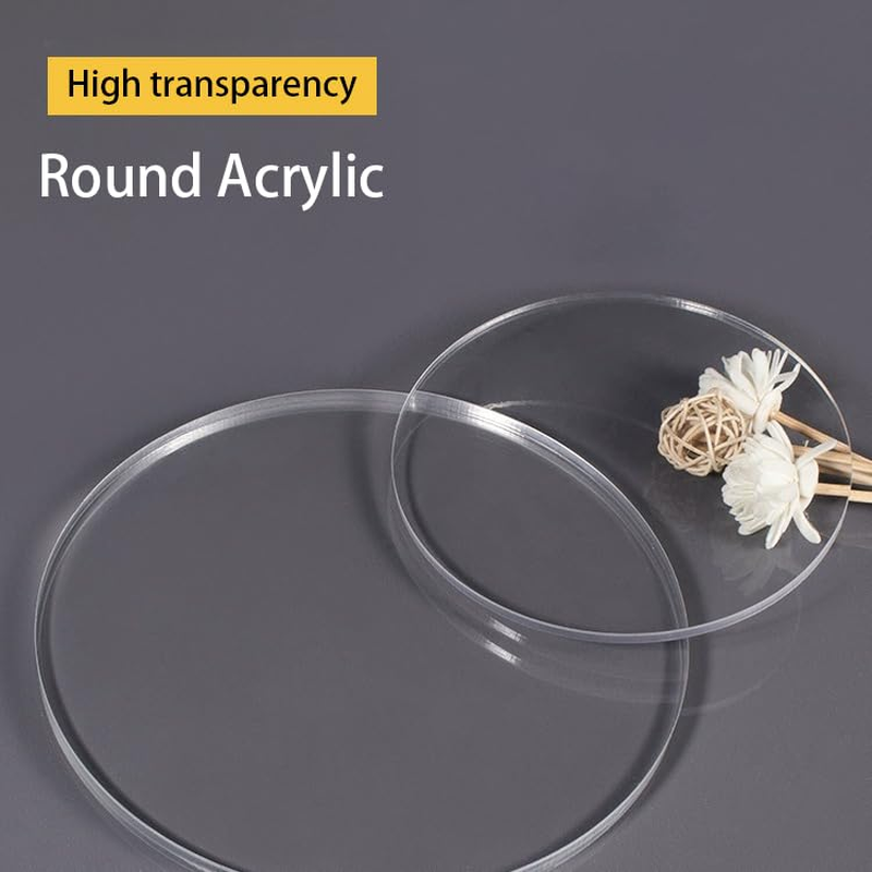 Virellisee 2Pcs round Acrylic Sheet 1/4 Inch Thick(6Mm),6 Inch Diameter Clear Plexiglass Sheets,Clear Acrylic Circle, Cake Disk, Table Top, Acrylic Backdrop (6Inch) image number 1