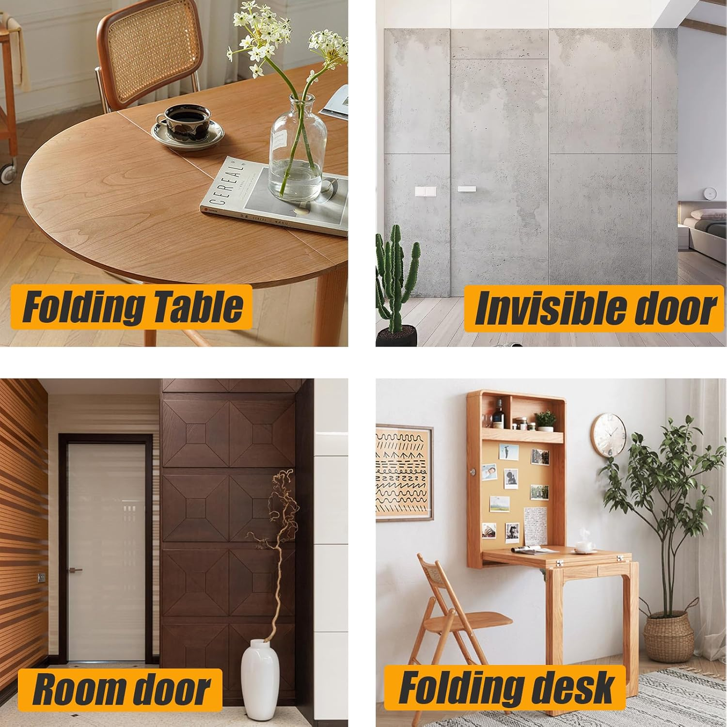 Hidden Hinges (1 Pair) Zinc Alloy Invisible Door Hinges 94MM*18MM (Silver) image number 2