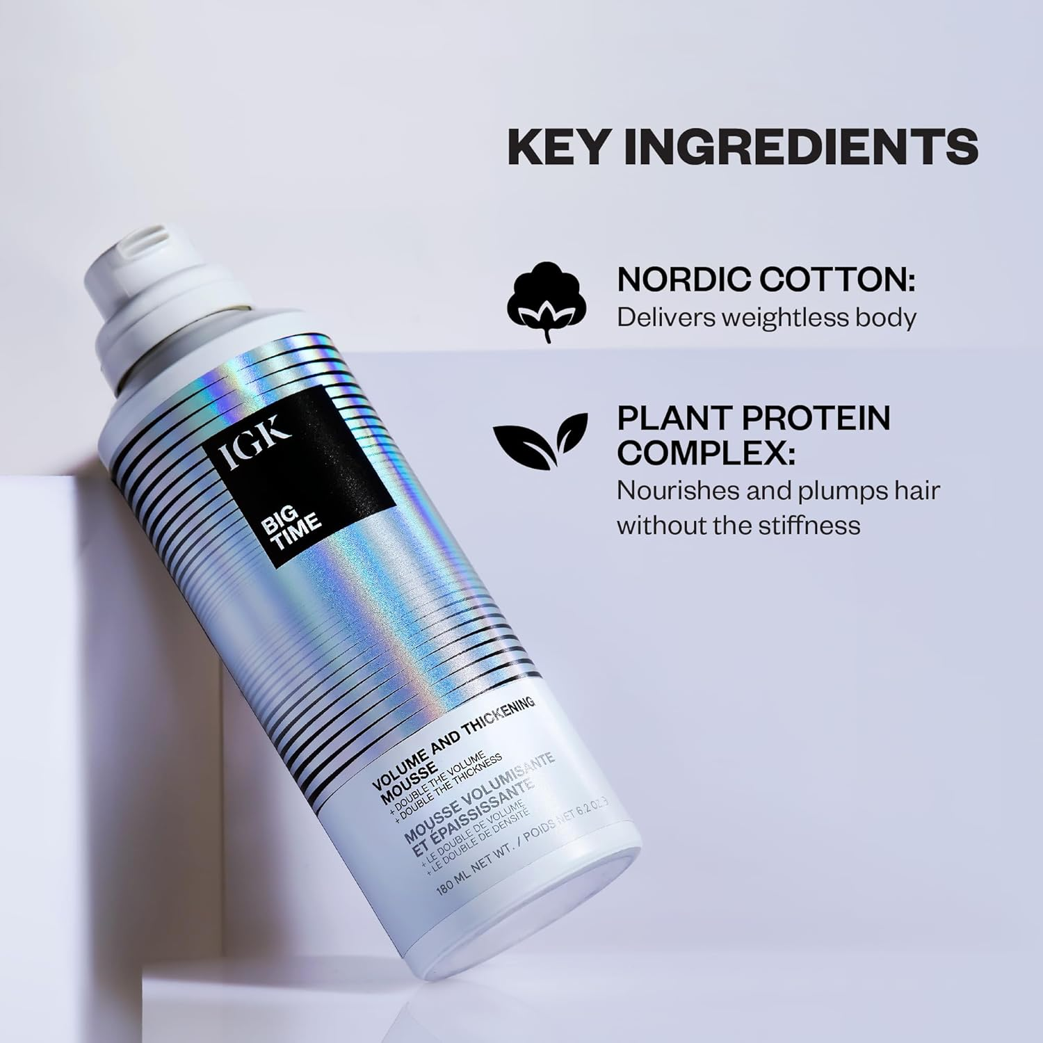 IGK Big Time Volume and Thickening Mousse for Unisex 6 Oz Mousse image number 1