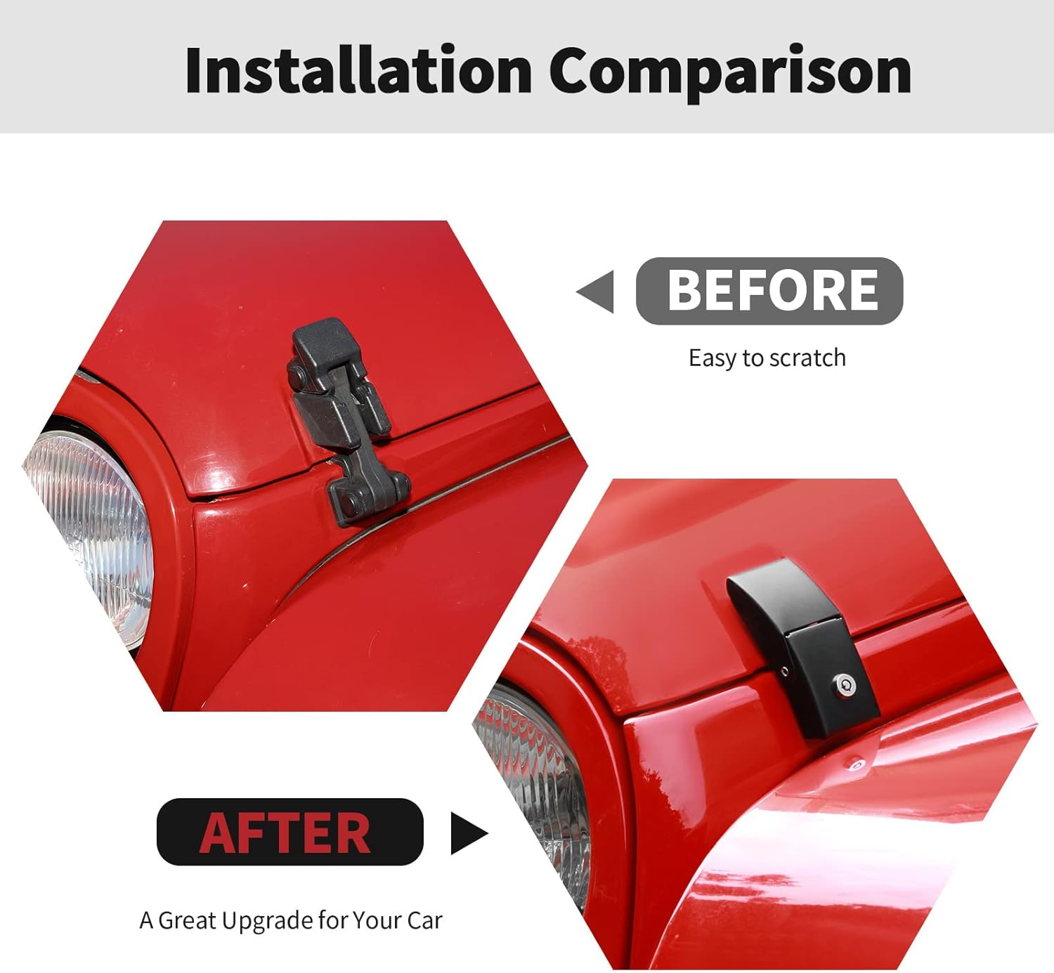 Stainless Steel Hood Latches Hood Lock Catch Latches Kit for Jeep Wrangler JK 2007-2017 (Black) - Hood Latches-Silver image number 4