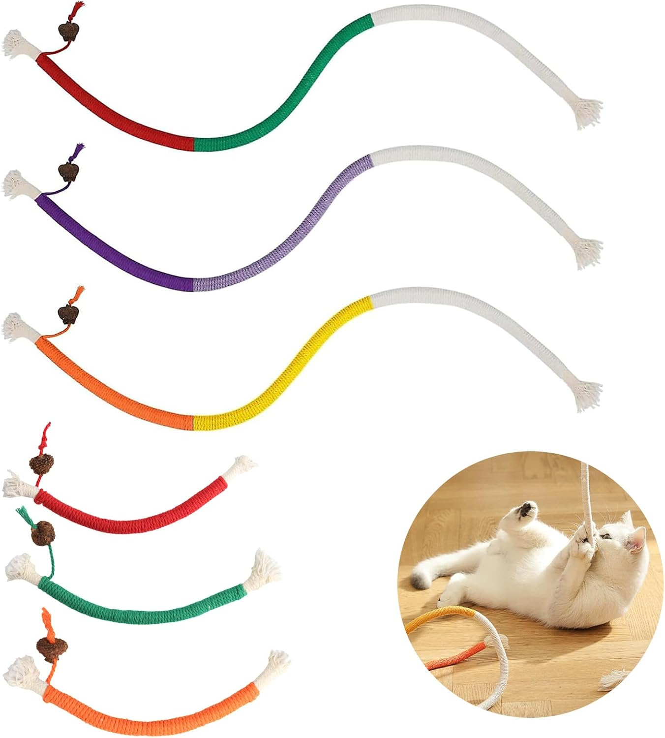 Pack of 6 Catnip Toy Teething Rope, 70 Cm / 20 Cm Cat Toy Teething Rope, Catnip Sticks, Interactive Teething Rope for Cats Chew Sticks, Cat Toy for Dental Care, Cats, Stress Relief image number 6