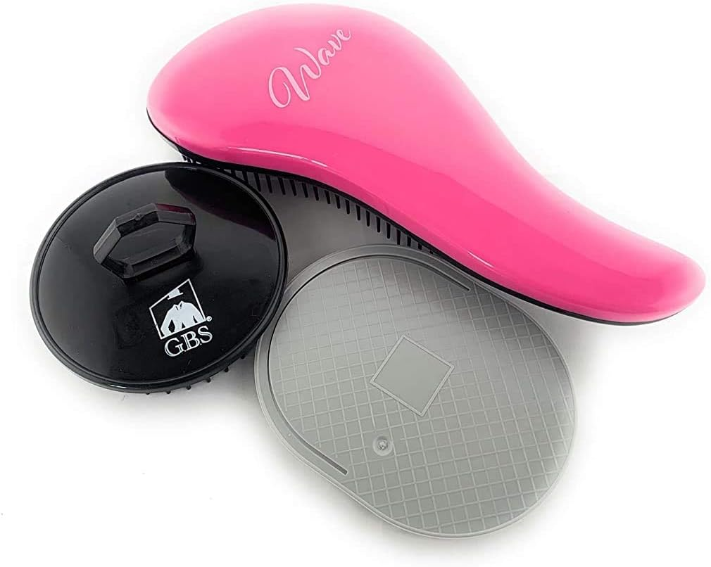 G.B.S Wave Detangling Brush Set for Curly Hair, Thick, Straight & Natural Hair - Gentle Detangler Hair Brush for Women, Kids & Toddlers with Flexible Bristles -Hairbrush for Wet & Dry Detangle