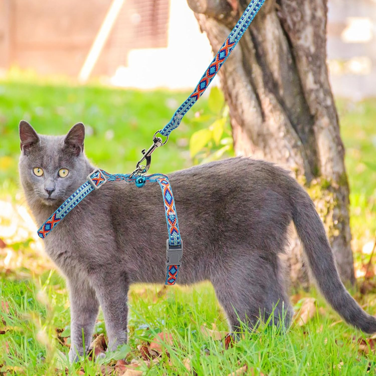 2 X Adjustable Harnesses Cat Lead Set, Nylon Harnesses Cat Lead, Harness with Lead for Kittens, Kittens, Pets, Cat Harness, Cat Harness with Lead, Escape Proof (Light Blue and Pink) image number 5