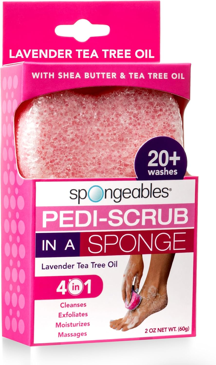 Spongables Pedi Scrub Foot Exfoliating 20+ Wash Sponge, Lavender, 1 Count