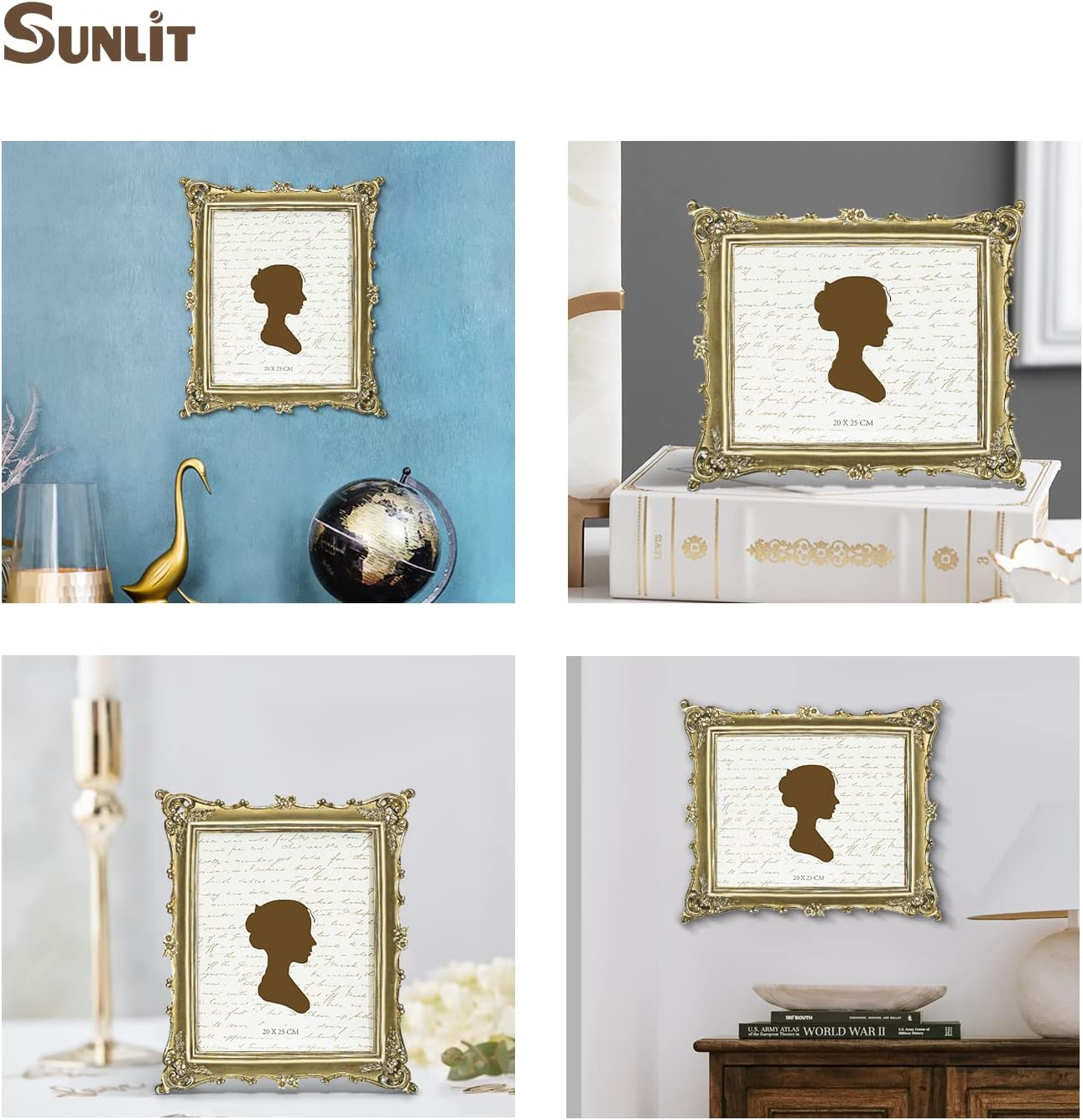 Sunlit Vintage Picture Frame 8X10 Inch, Luxury Antique Photo Frames with Glass Front, Photo Display, Tabletop Wall Hanging, Gift Ideas, Gold image number 2