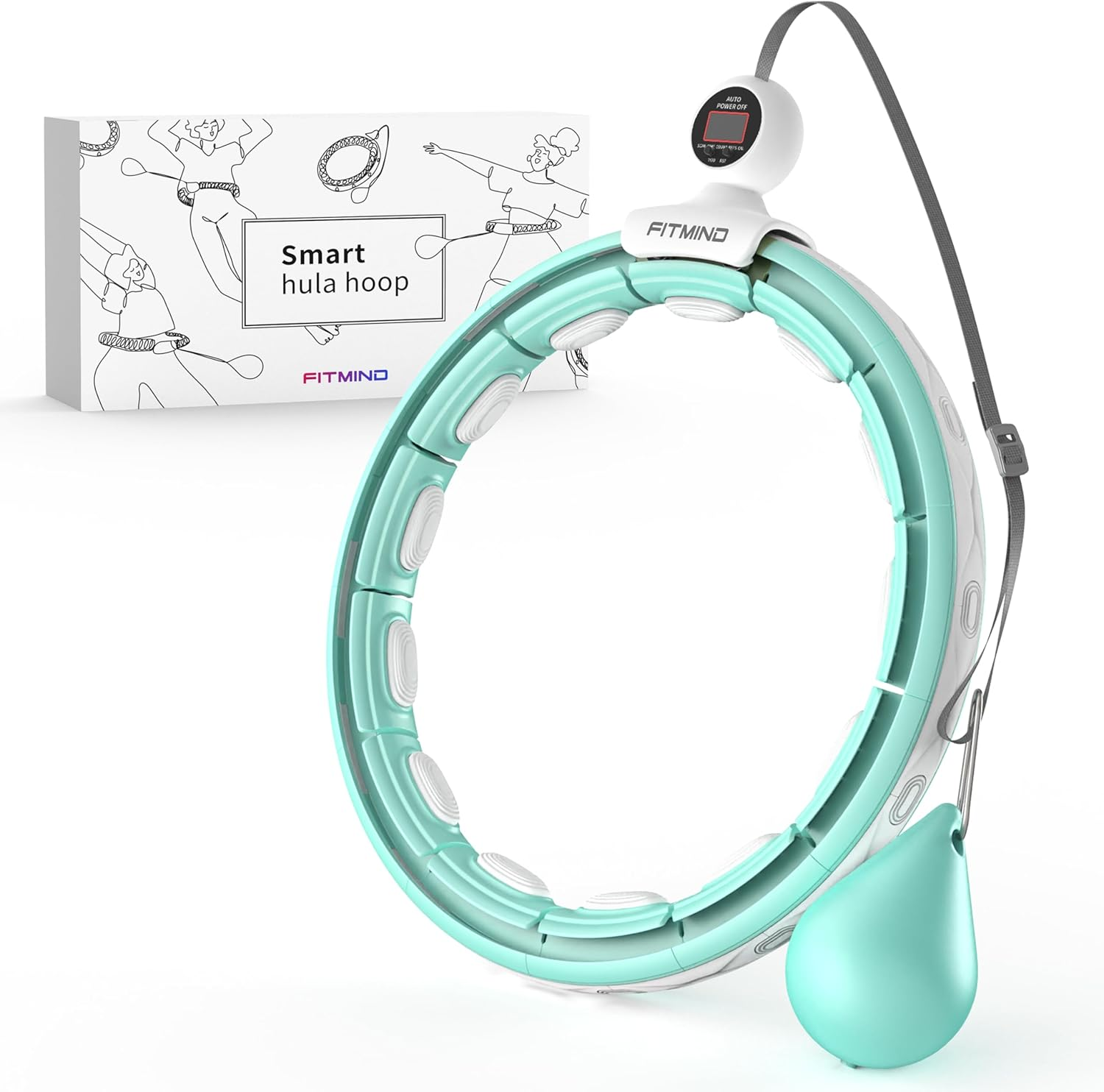 FITMIND Weighted Hula Hoop Smart Hula Hoop Intelligent Record Data Weight Loss Non-Fall Fitness Hoops 16 Sections Detachable Hula Circle with Massage Adjustable Weighted Ball