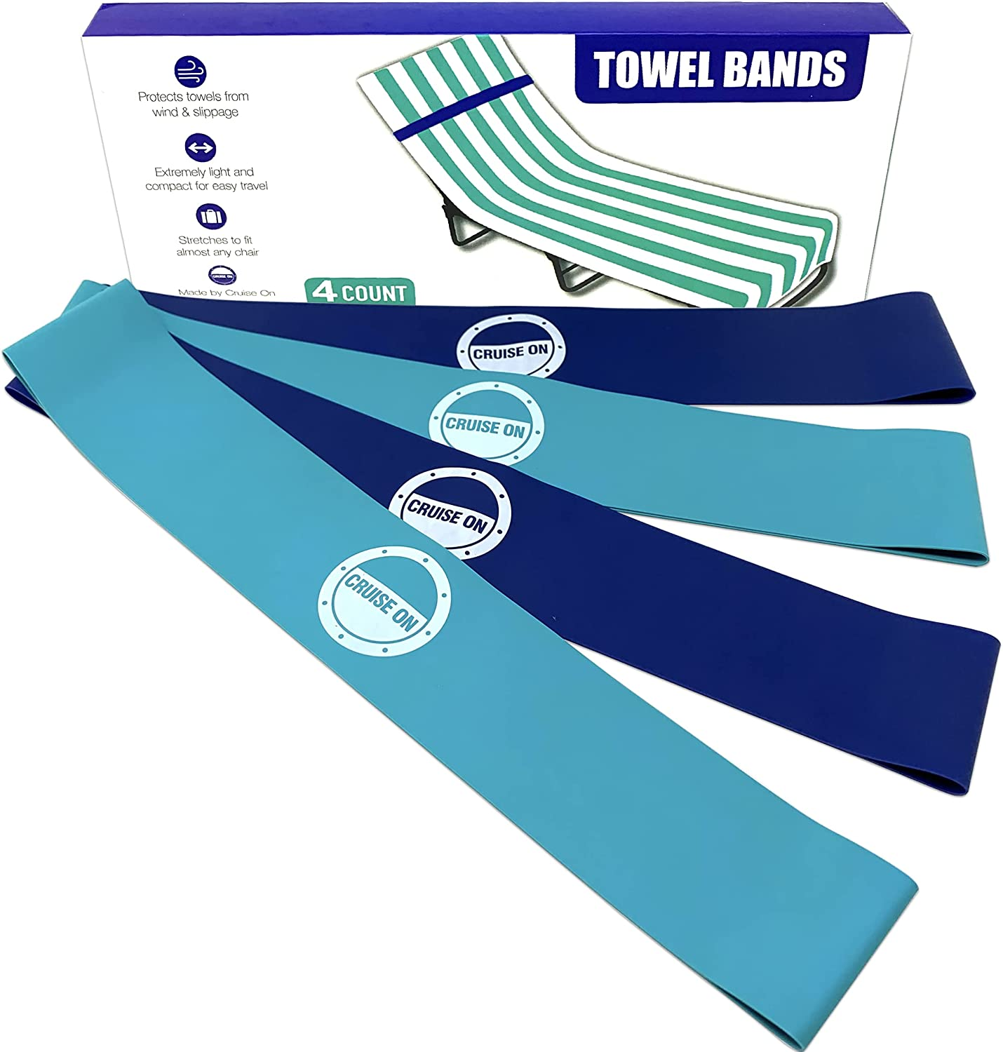 Towel Bands (4 Pack) - the Better Towel Chair Clips Option for Beach, Pool & Cruise Chairs in 2023, 2024 & 2025