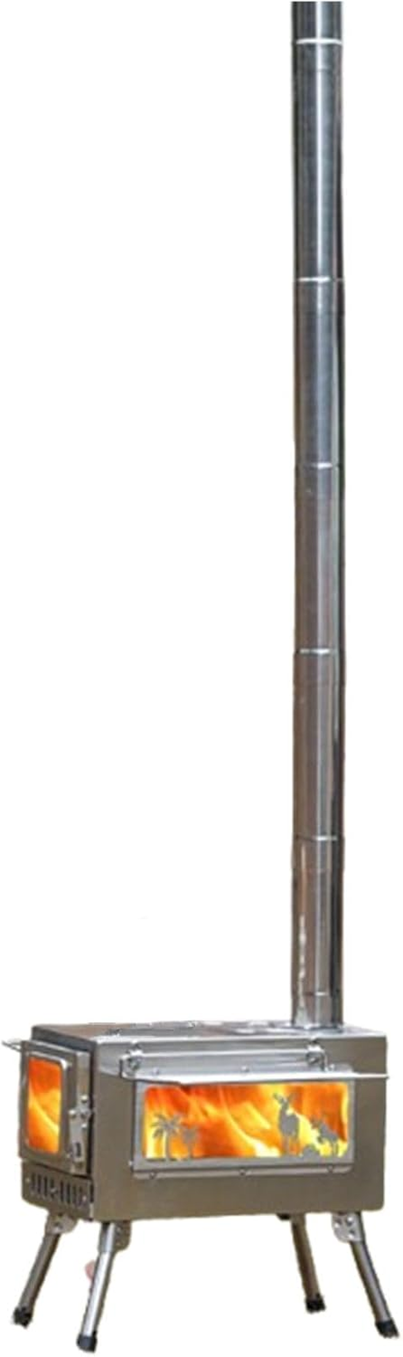 Portable Stainless Steel Camping Tent Stove Multifunctional Wood Burner with Both View Window, Outdoor Heater Cooker for Backpacking Hiking Fishing image number 1