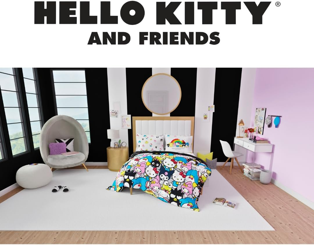 Franco Sanrio Hello Kitty & Friends Bedding 7 Piece Super Soft Comforter and Sheet Set with Sham, Full, (100% Official Licensed Product) Collectibles image number 7