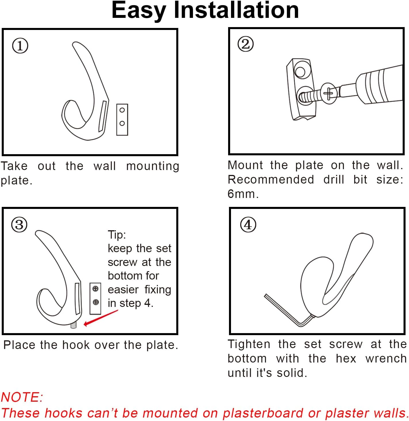Metaliby 4 Pack Towel Hooks for Bathrooms Wall Mounted, Brushed Nickel Bathroom Hooks for Towels, Robe & Towel Hook for Wall, Modern Bath Towel Hook image number 4