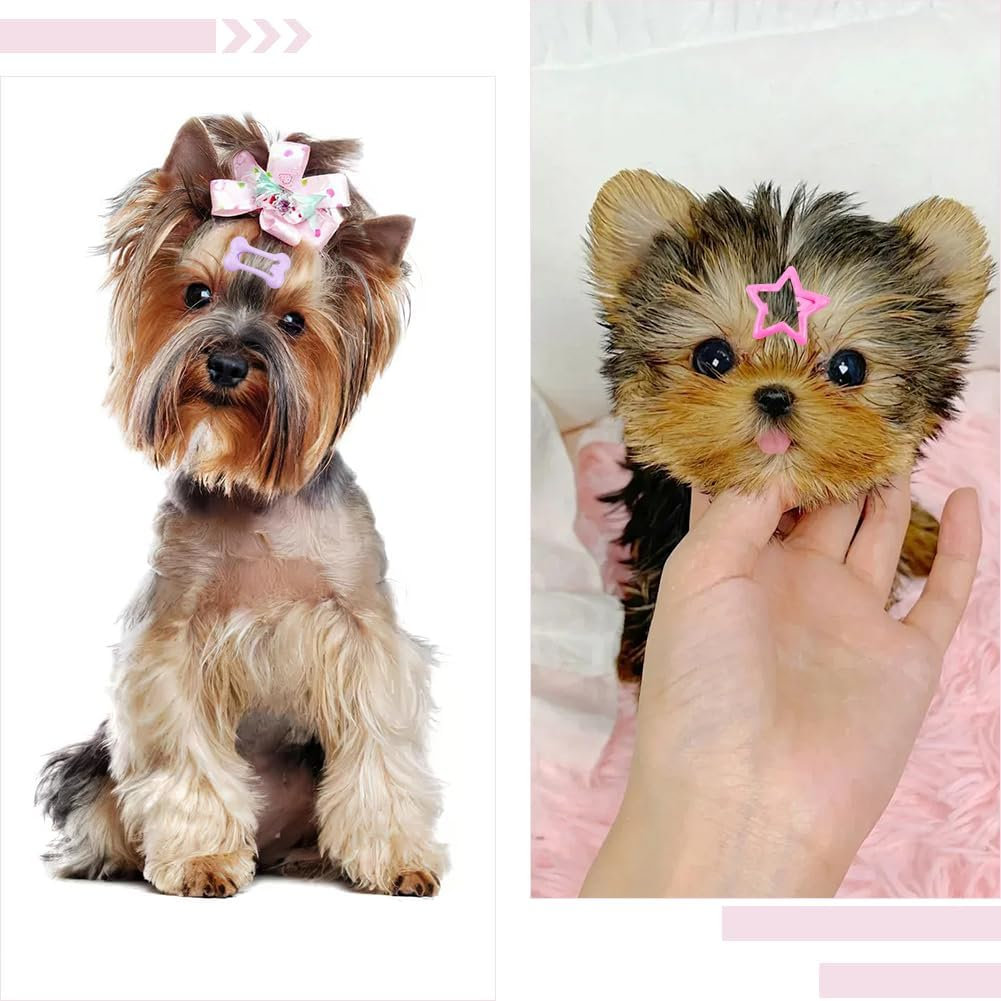 SOFPLATE 80Pcs 4 Styles Small Star Hair Clips Colorful Hair Snap Clips Aesthetic Assorted Steel Heart Teardrop Bone Pet Grooming Metal Hairpins Barrettes for Short Long Hairstyle DIY Decor Accessories image number 1