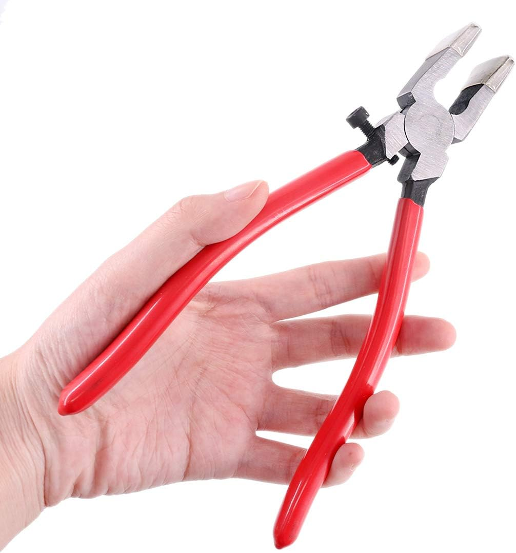 Swpeet Heavy Duty Key Fob Pliers Tool, Metal Glass Running Pliers with Curved Jaws and Rubber Tips for Hardware Install and Stained Glass Work image number 5