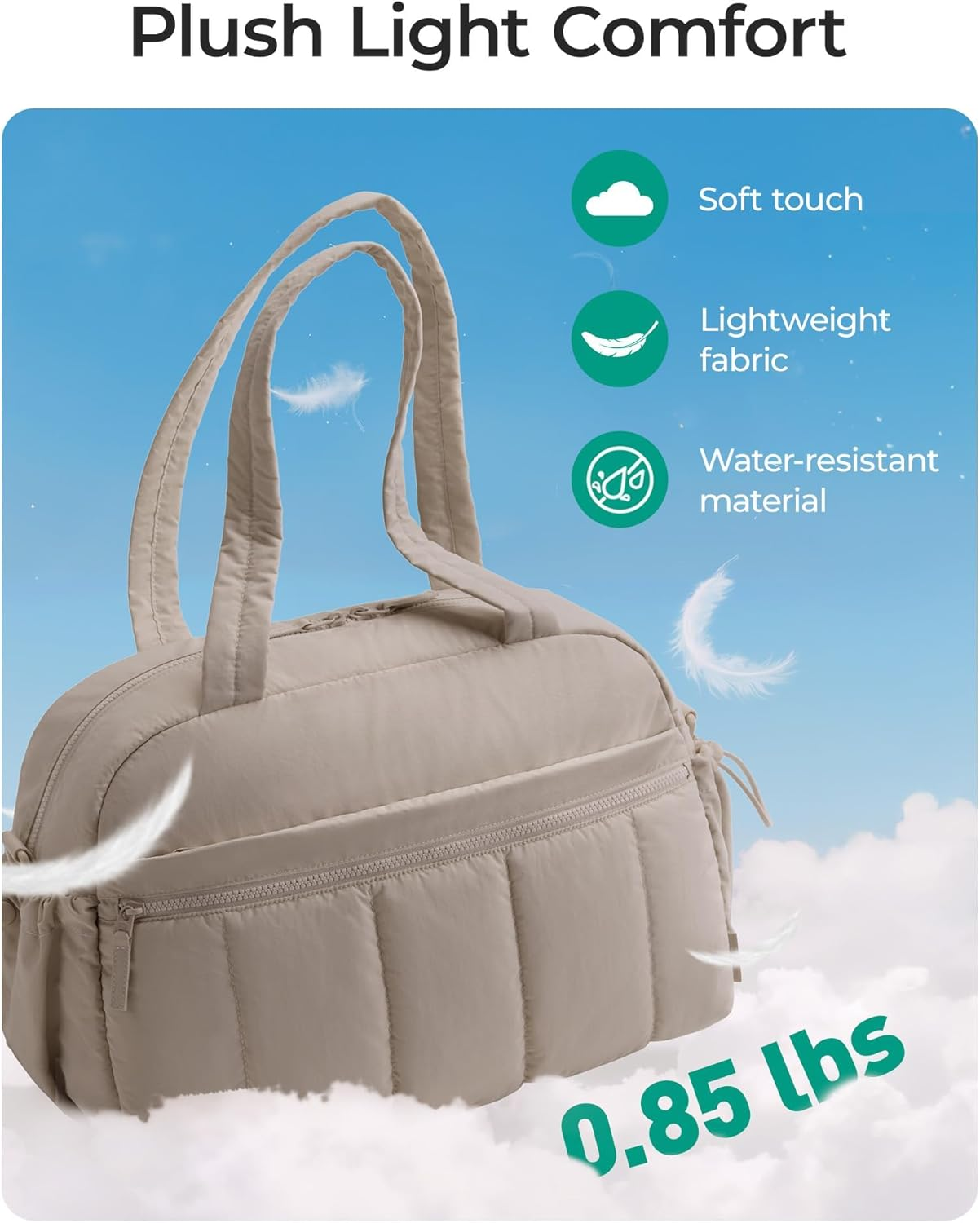 Gym Bag for Women, Duffle Bag for Travel with Wet Pocket, Lightweight Carry on Weekender Duffel, Water Resistant (Camel) image number 1