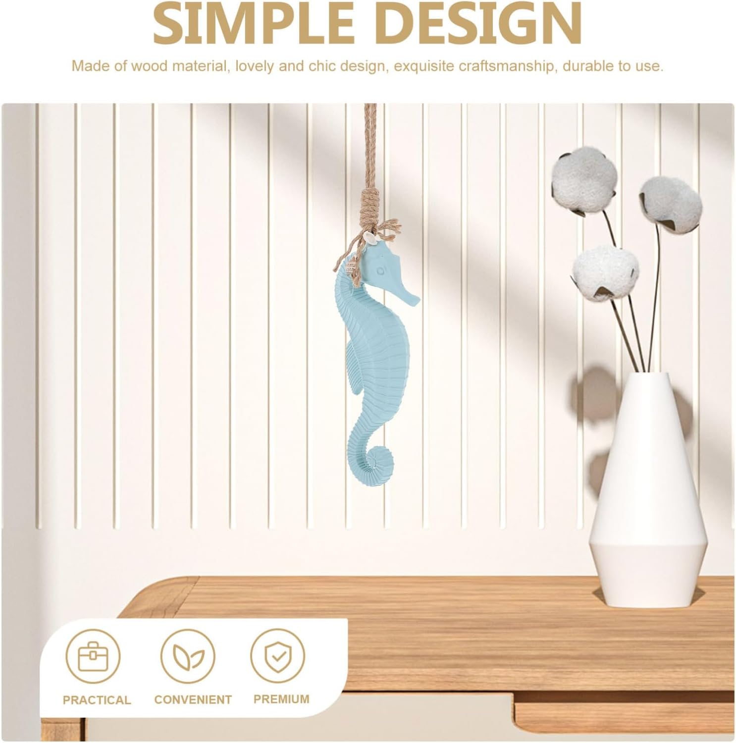 Wooden Seahorse Wall Decoration Nautical Beach Theme Decor for Living Home Office Coastal Decor image number 1