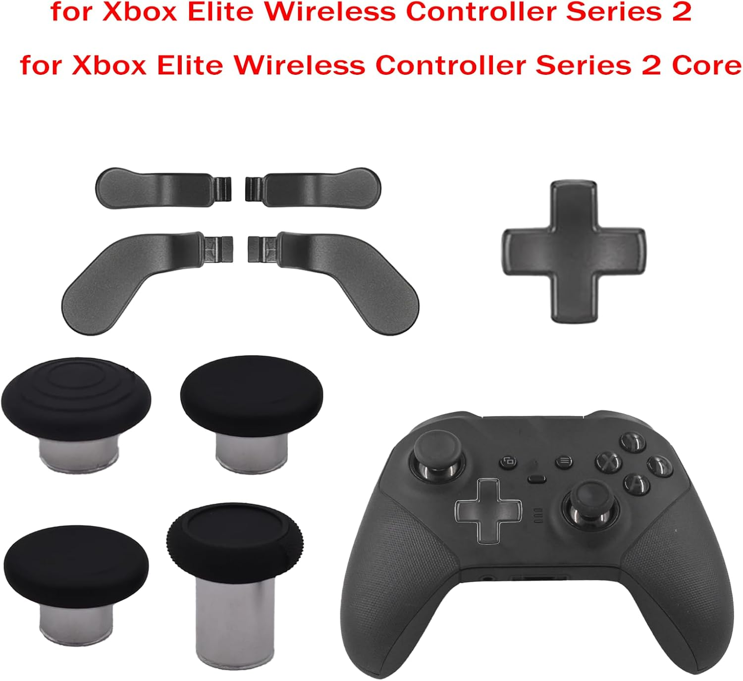 9 in 1 Thumbsticks for Elite Series 2 Core Controllers, D-Pads Replacement for Xbox Elite 2 Core Controller, Elite Control Paddles for Xbox Elite 2 Core, Accessories Parts for Xbox One Elite 2 (Black) - Silver image number 1