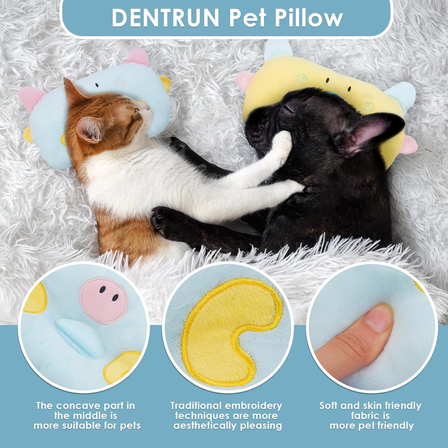 DENTRUN Cushion for Cats, Neck Cushion, Cushion for Cats, Washable, Dog Cushion, Small Dogs, Plush Toy, Cat Cuddly Toy image number 4