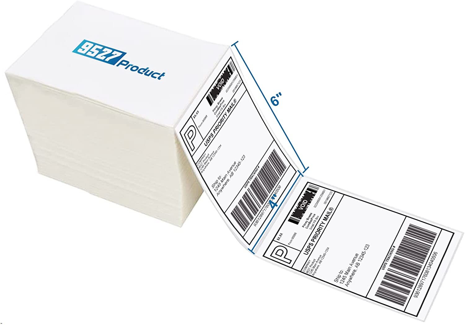 9527 Product Fanfold 4" X 6" Direct Thermal Labels White Perforated Shipping Labels,500 Labels per Stack,1 Stack