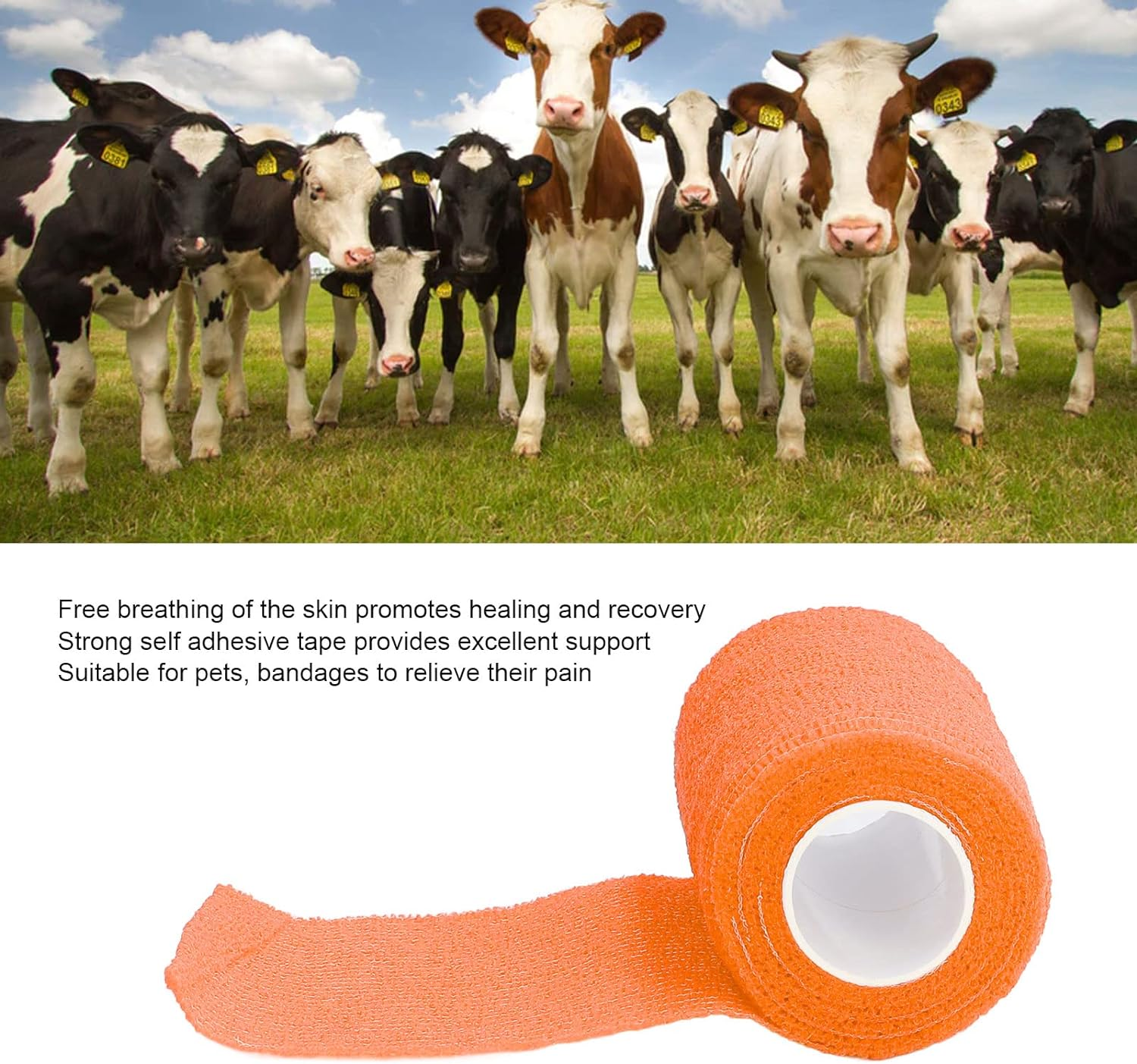 12Pcs Self Adherent Wrap Cohesive Bandages,Athletic Elastic Cohesive Bandage Wrap Latex Elastic Self Adhesive Wrap for Cows Dogs Horses 10Cm