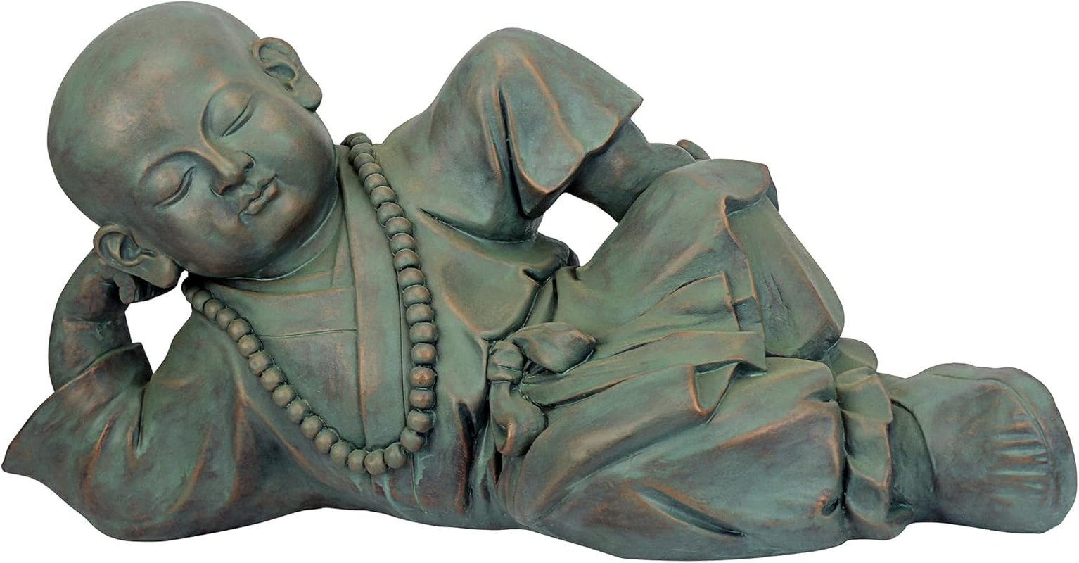 Design Toscano EU22736 Resting Serene Baby Buddha Garden Statue, Verdigris image number 2