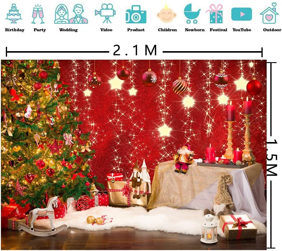 CHAIYA 7X5Ft Christmas Backdrops Red Christmas Backdrop Family Kids New Year Backdrop for Party Decorations CY-183 image number 2