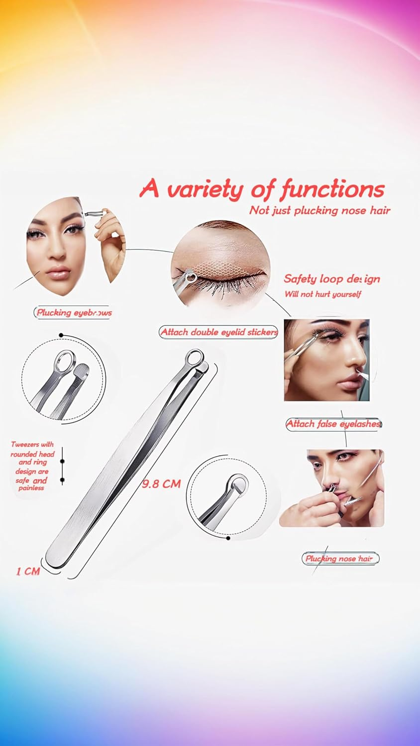 Honwor Universal Nose Hair Trimming Tweezers Stainless Steel Tweezers Eyebrow Clippers Trimmer Friendly round Tip No Mirror Needed Easy Cut for Noses Sideburns Brow Body (1Pcs+Black Leather Case) image number 2