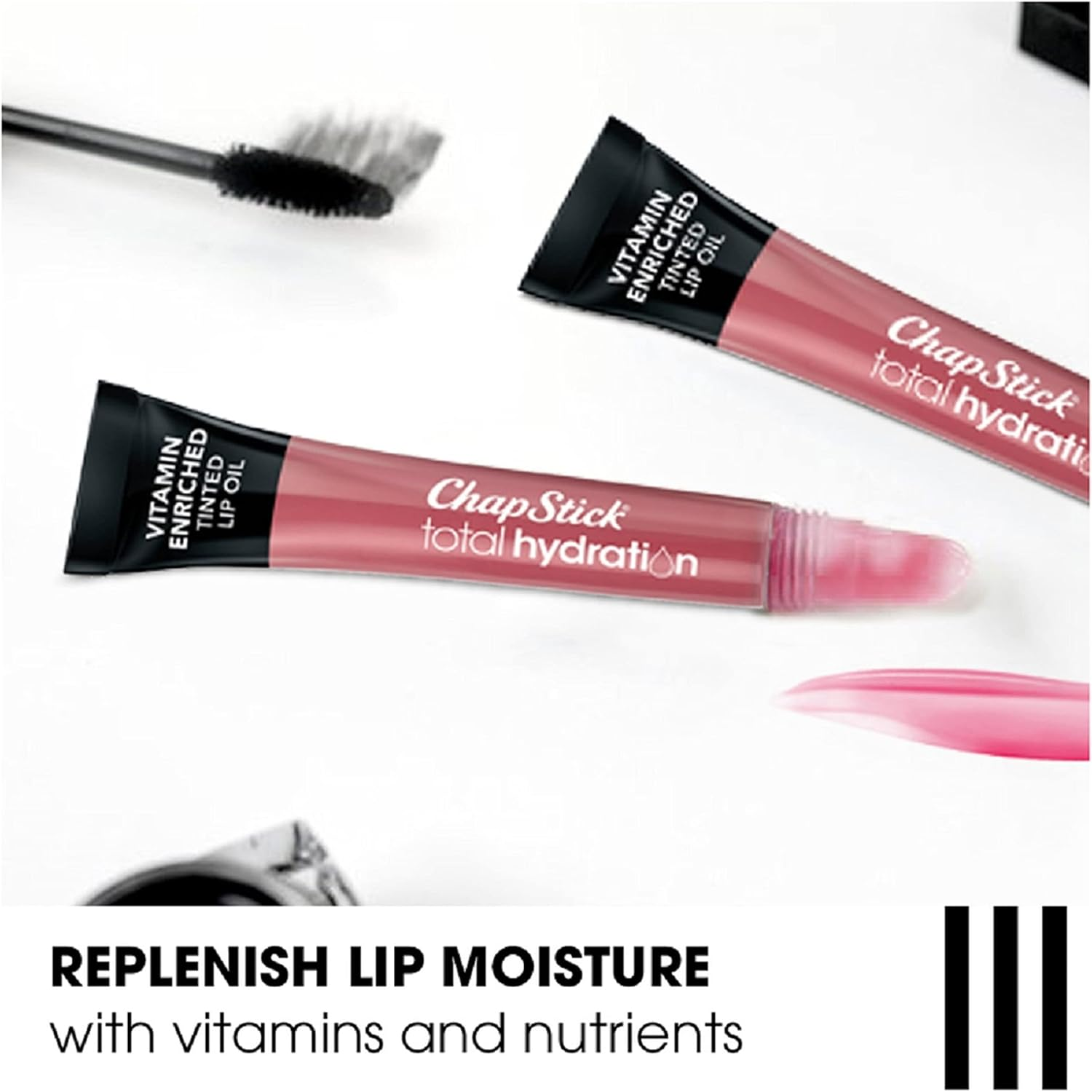 Chapstick Total Hydration Vitamin Enriched Tinted Lip Oil (Nearly Nude, 1 Tube), Vitamin C, Vitamin E, Contains Omega 3 6 9, 0.24 Ounce - Subtle Pink image number 3