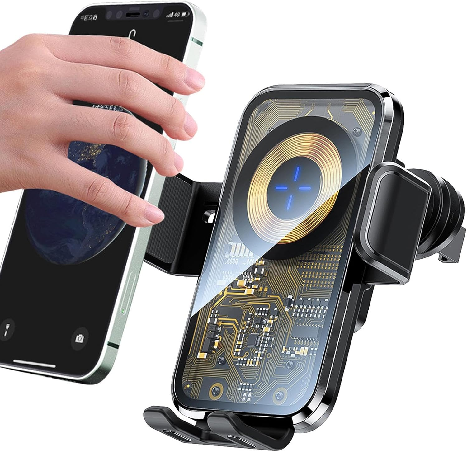 Car Mount Wireless Charger, Fast Charging 15W Car Phone Holder Charger Super Magnetic, Car Mount Bracket with Air Vent and Magnetic Wireless Charging, Hiding Hovering Car Mount Puchen image number 3