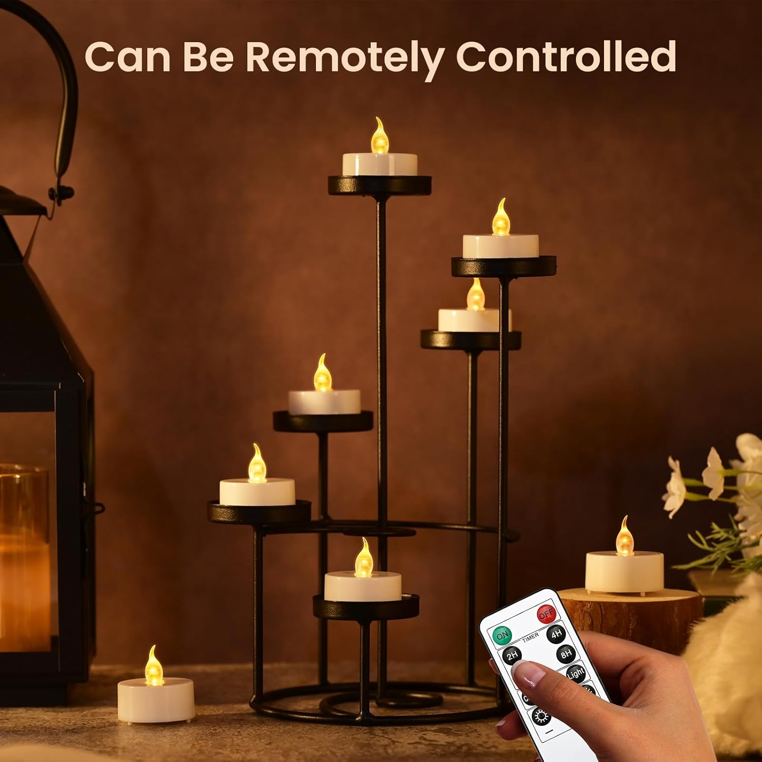 24 PCS LED Tea Lights with Timer, Remote Control, Flameless LED Candles, Electric Flickering Battery-Operated Tealights for Home, Room, Table, Halloween, Christmas Decoration image number 1