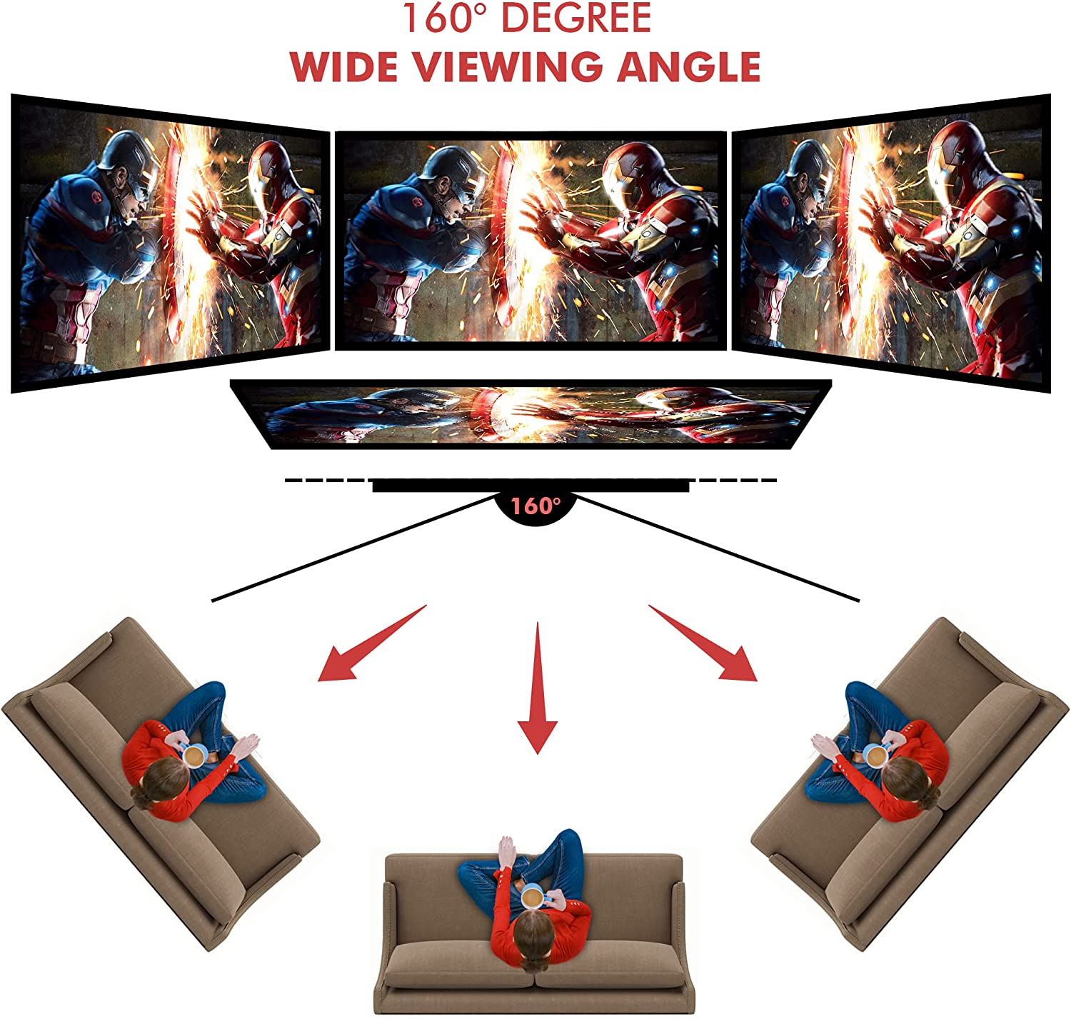 Pyle Projector Screen with Stand - 100" 16:9 HD 4K Portable Lightweight Freestanding Foldable Indoor Outdoor Movie Projection Display with Frame for Home Theater image number 3