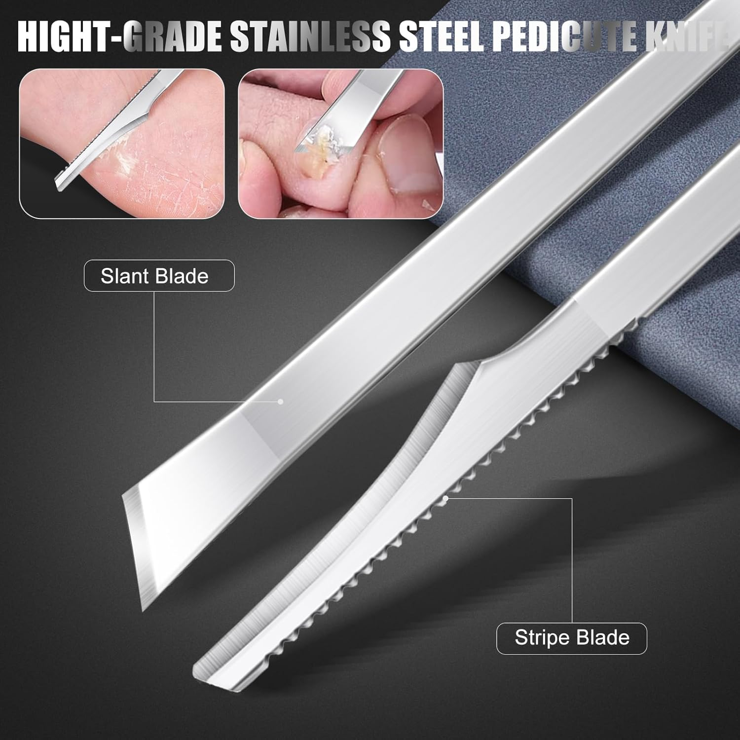 7-Piece Ingrown Toenail Treatment Set, Professional Stainless Steel Ingrown Toenail Removal Kit, Calloused Feet Remover Tool, Manicure Treatment Pedicure Tools for Feet (Under-Nail Clean + Foot Care) image number 1