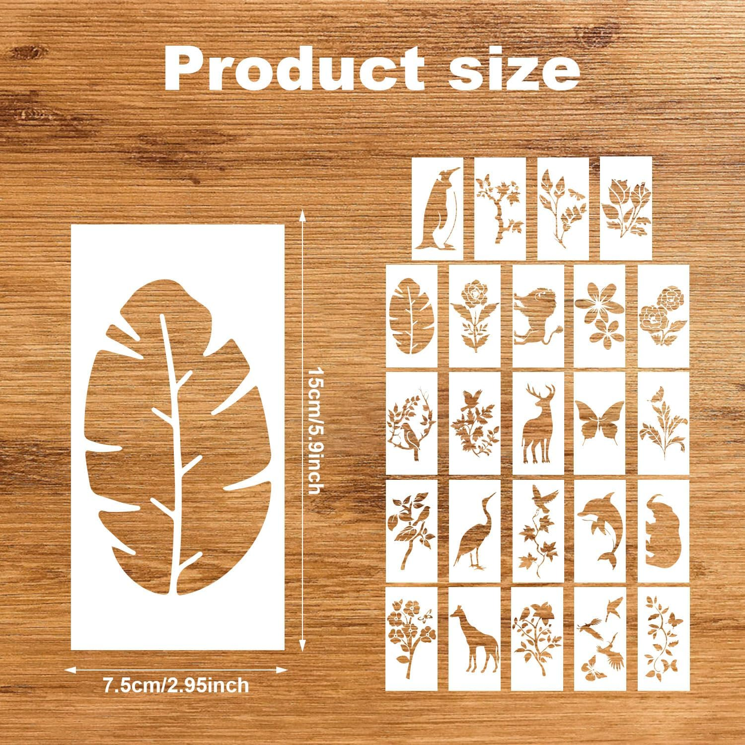 24Pcs Wildflower Stencils for Painting - Reusable Crafts Stencils with Flower, Leaf & Animal Templates for Canvas, Wood, Wall Art & Home Decor image number 6