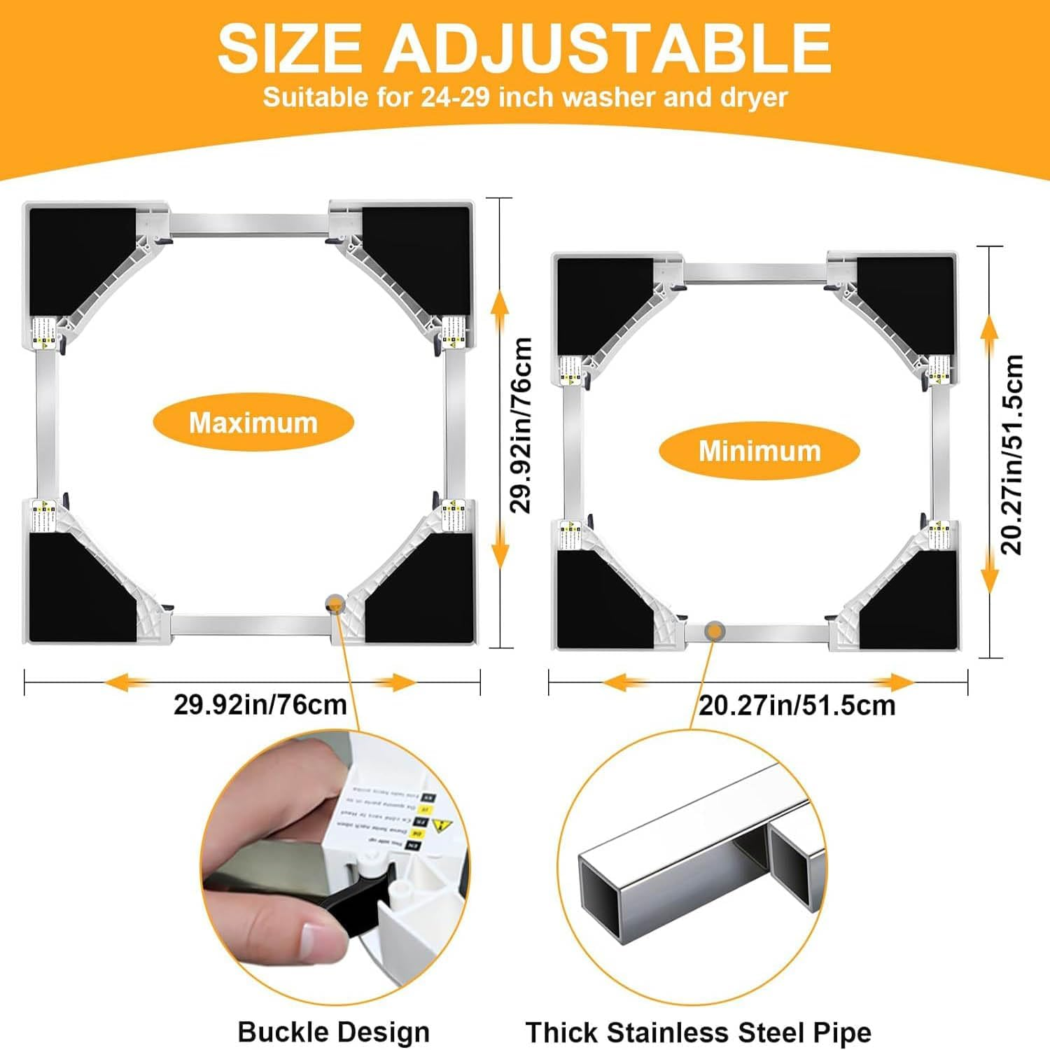 Stacking Kit for Washer and Dryer，Washer Dryer Stacking Kit, Universal Stacking Kit for Washer and Dryer, 29" 28" 27" 26" 25" 24" Inch Adjustable Stackable Washing Machine Kit with Ratchet Strap ﻿ image number 6