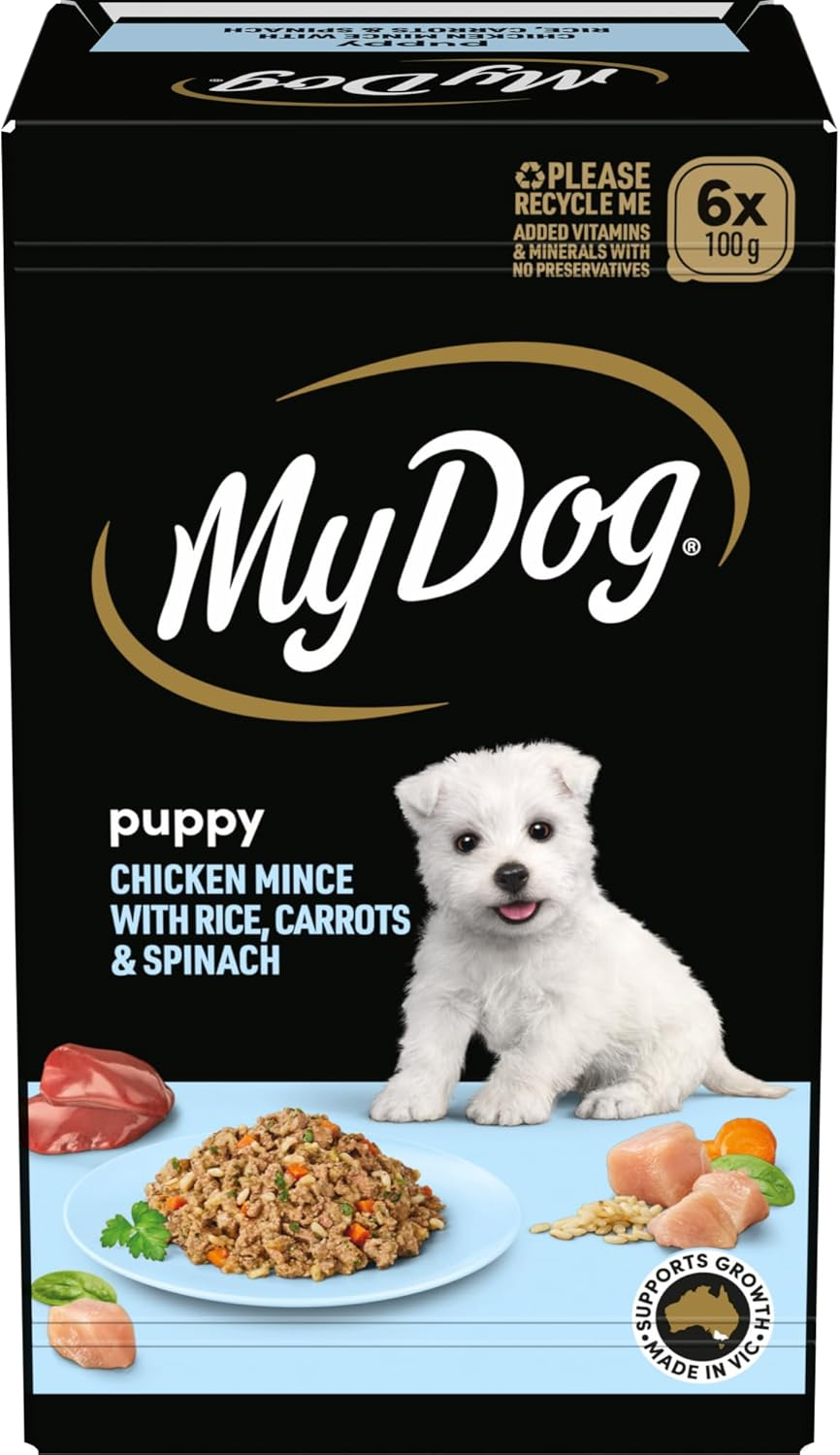 My Dog Puppy Wet Dog Food Chicken Mince with Rice, Carrots & Spinach 100G Tray, 36 Pack image number 2